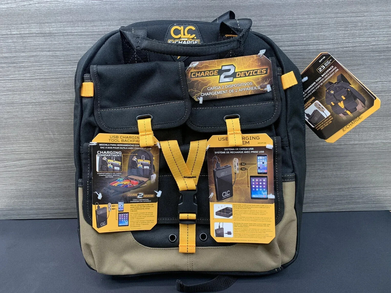 CLC ECP135 – 23 Pocket USB 10,000 mah Battery Charging Tool Backpack Bag Carrie