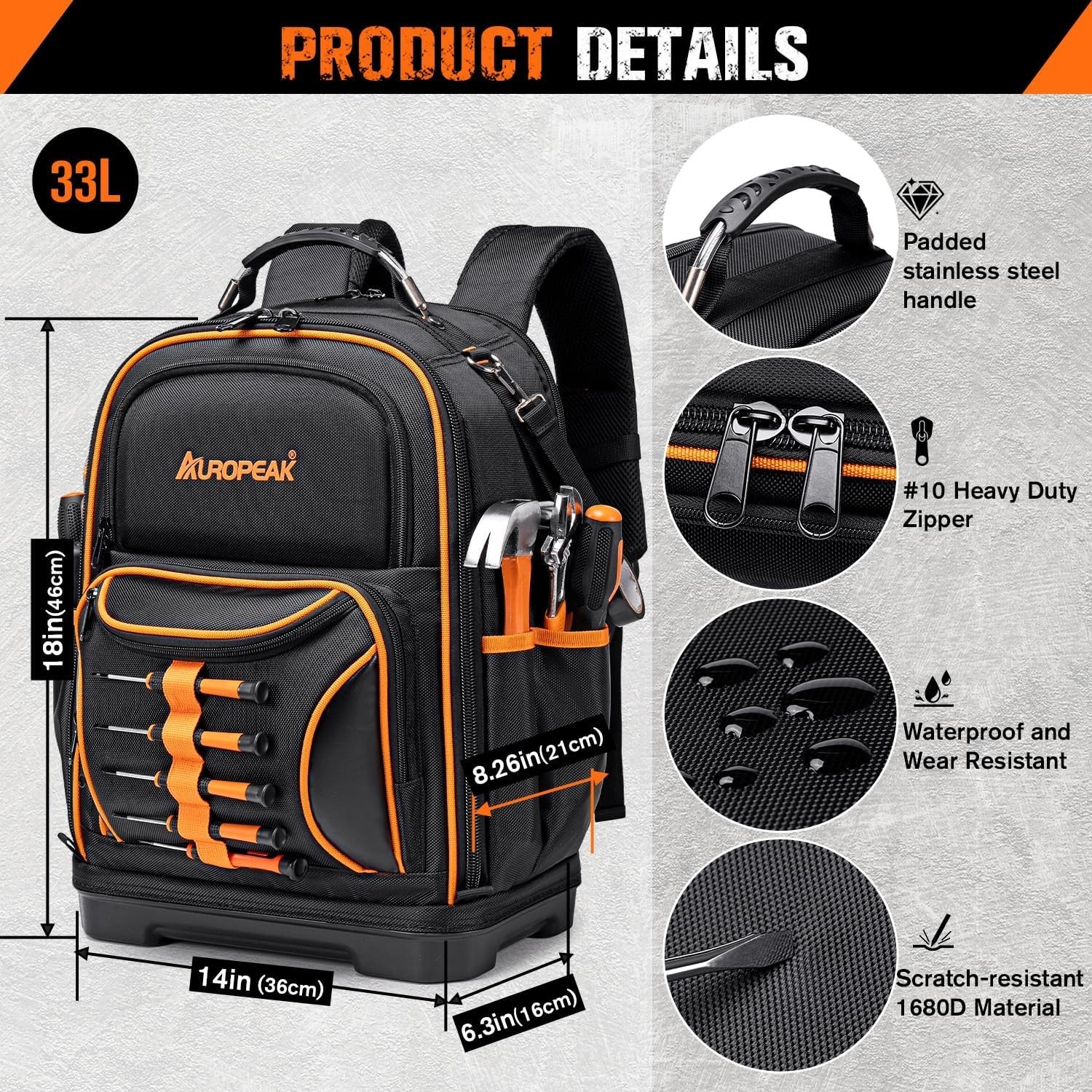 Waterproof Electrician Tool Backpack with 73 Pockets – Ideal for On-Site Storage
