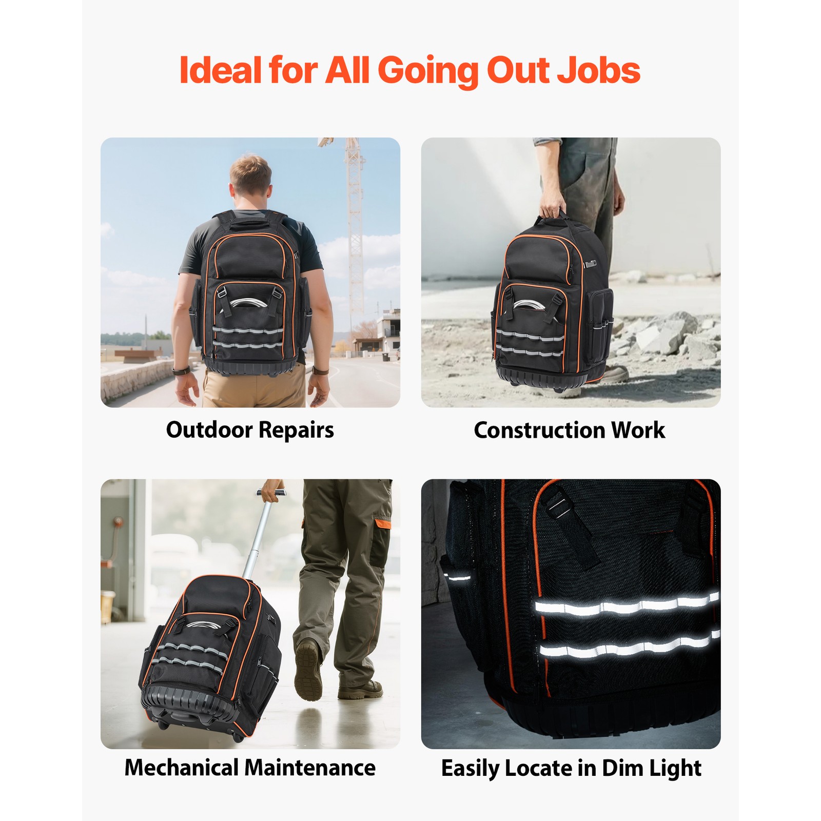 Uimoso Rolling Tool Backpack with 72 Pockets and Durable Wheels