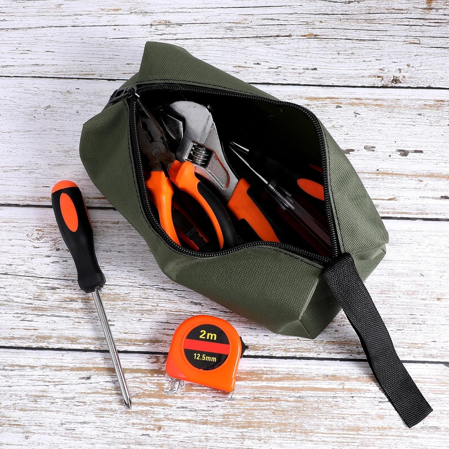 2 Pack Canvas Tool Pouch with Zipper, Tool Pouch Bag, Multi-Purpose Small Zipper
