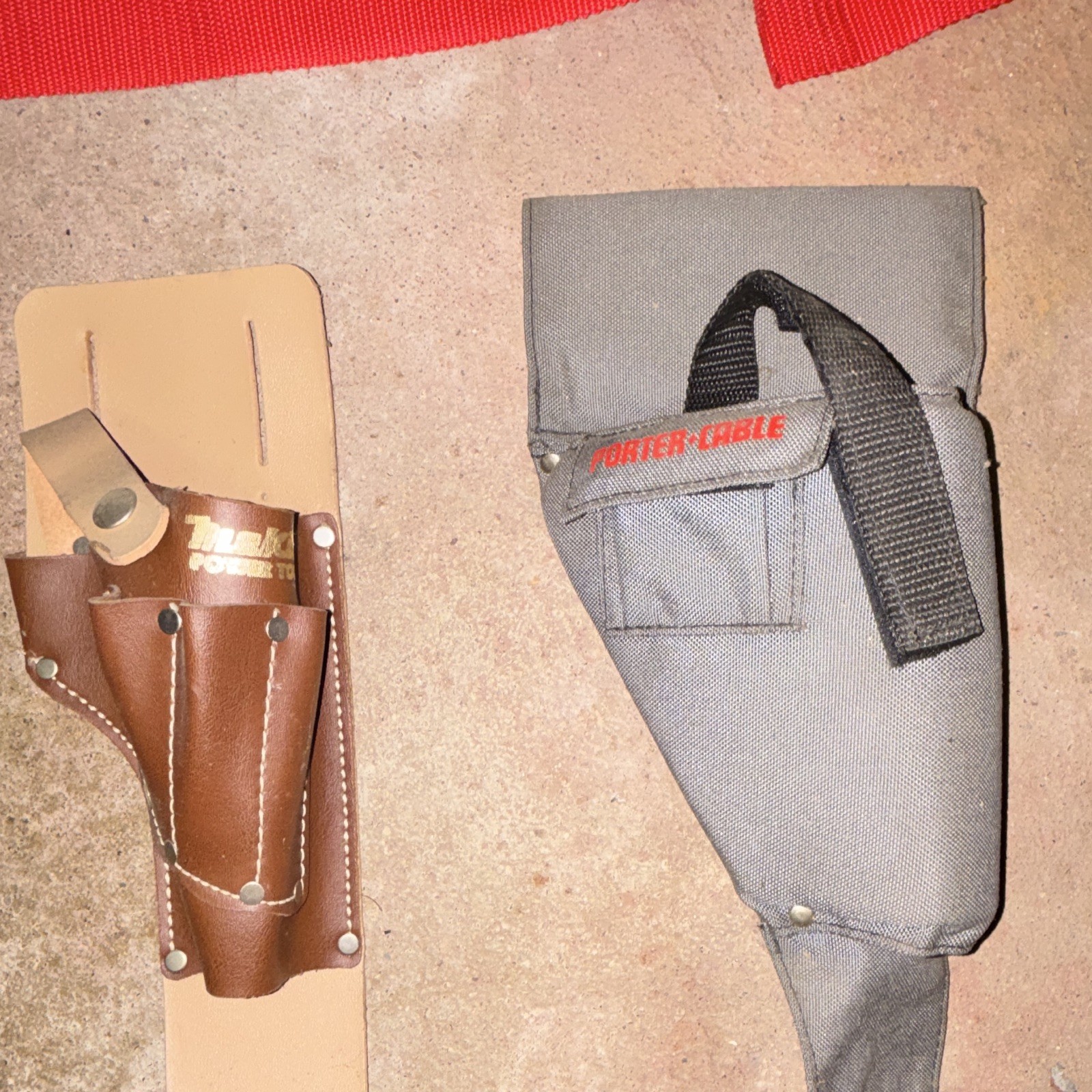 Milwaukee Porter-Cable Panasonic Tool Holster Lot (6) + Craftsman Suspenders