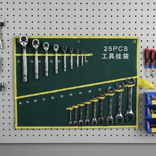 Canvas Tool Roll Wrenches Bag Portable Storage Organizer with 25 Pockets