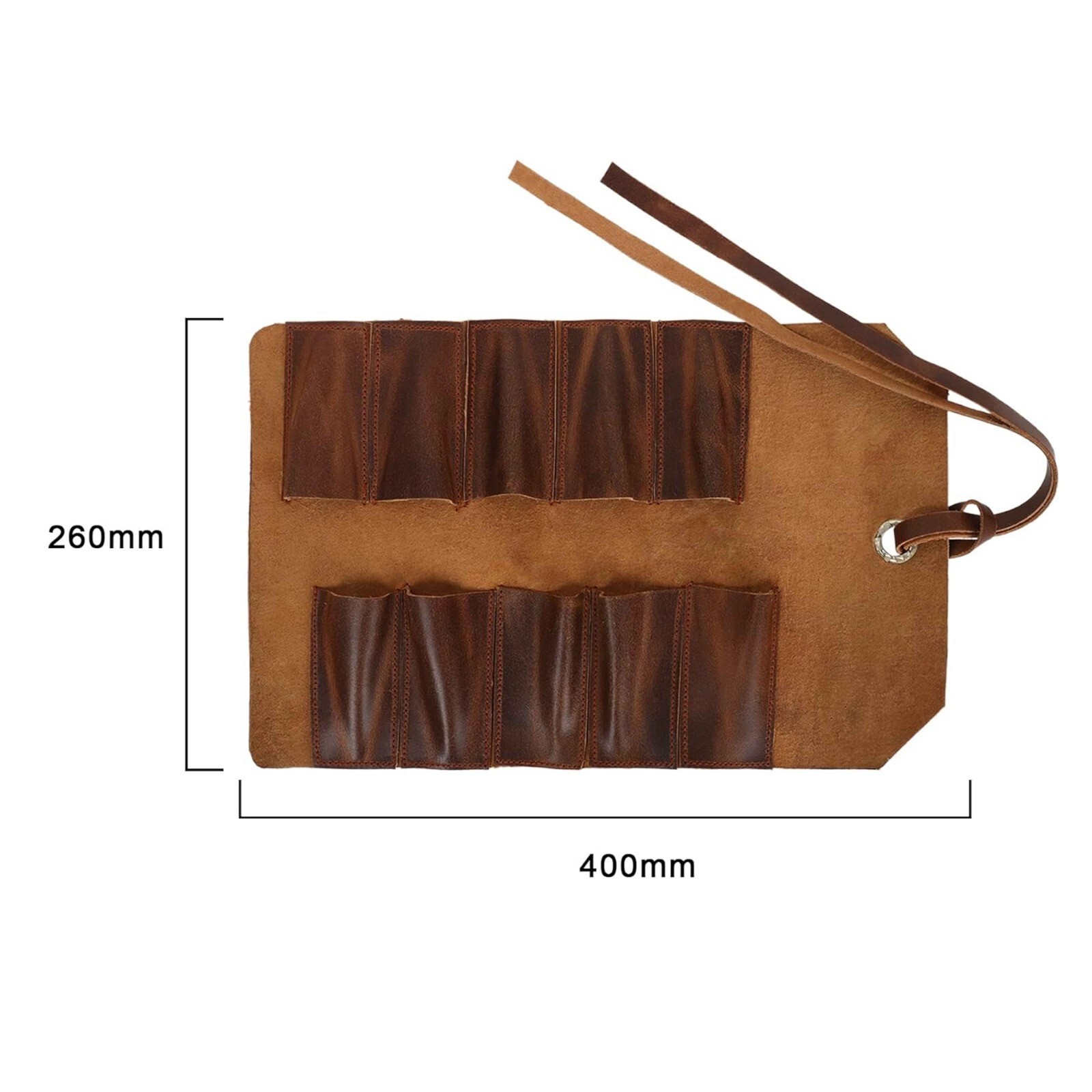 10 Slot Tool Roll Up Pouch – Vintage Style Chisel Bag in Antique Leather