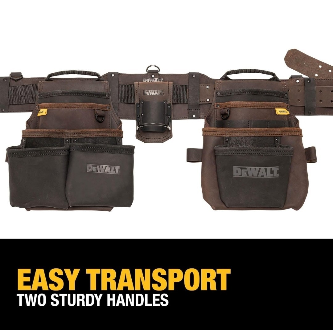 DeWalt DWST550113 Leather Tool Rig Heavy Duty Multiple Pockets Adjustable Belt