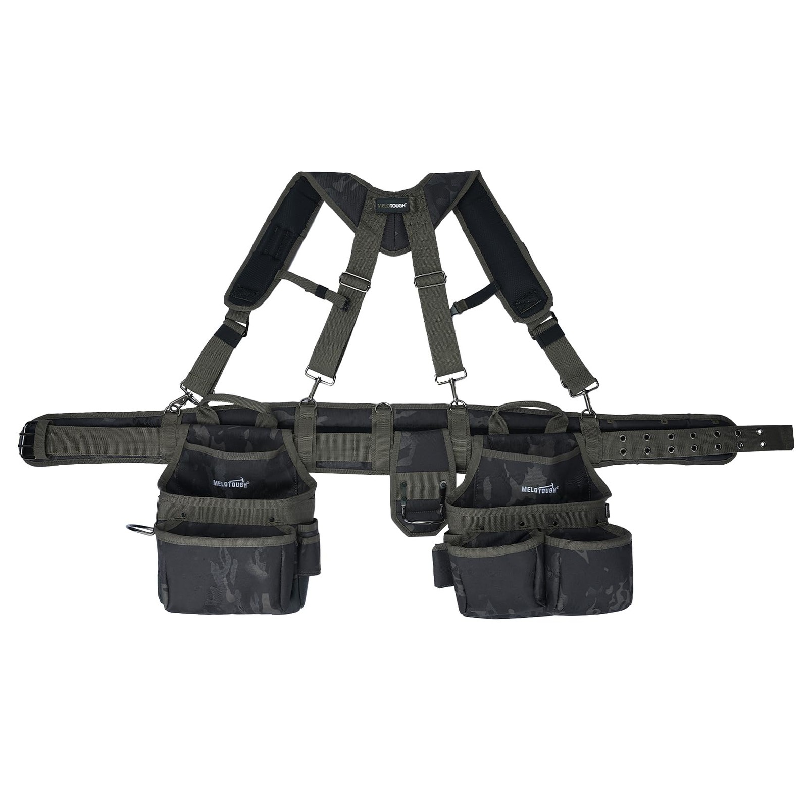 MELOTOUGH Camo Tool Belt with Suspenders Camouflage Tool Pouch Organizer Supe…
