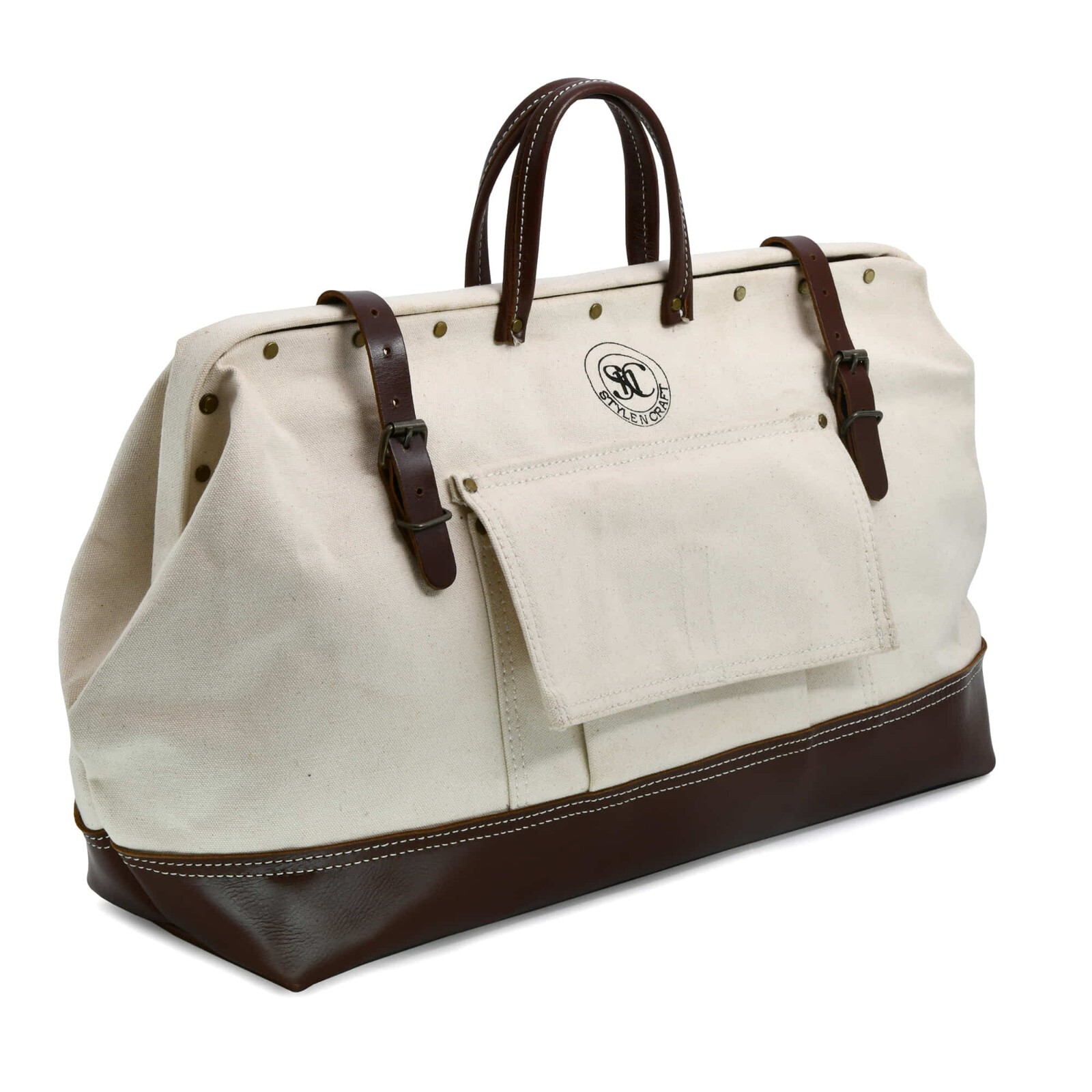 Style n Craft 97517 – 20 Inch Mason’s Canvas Tool Bag -Full Grain Leather Bottom