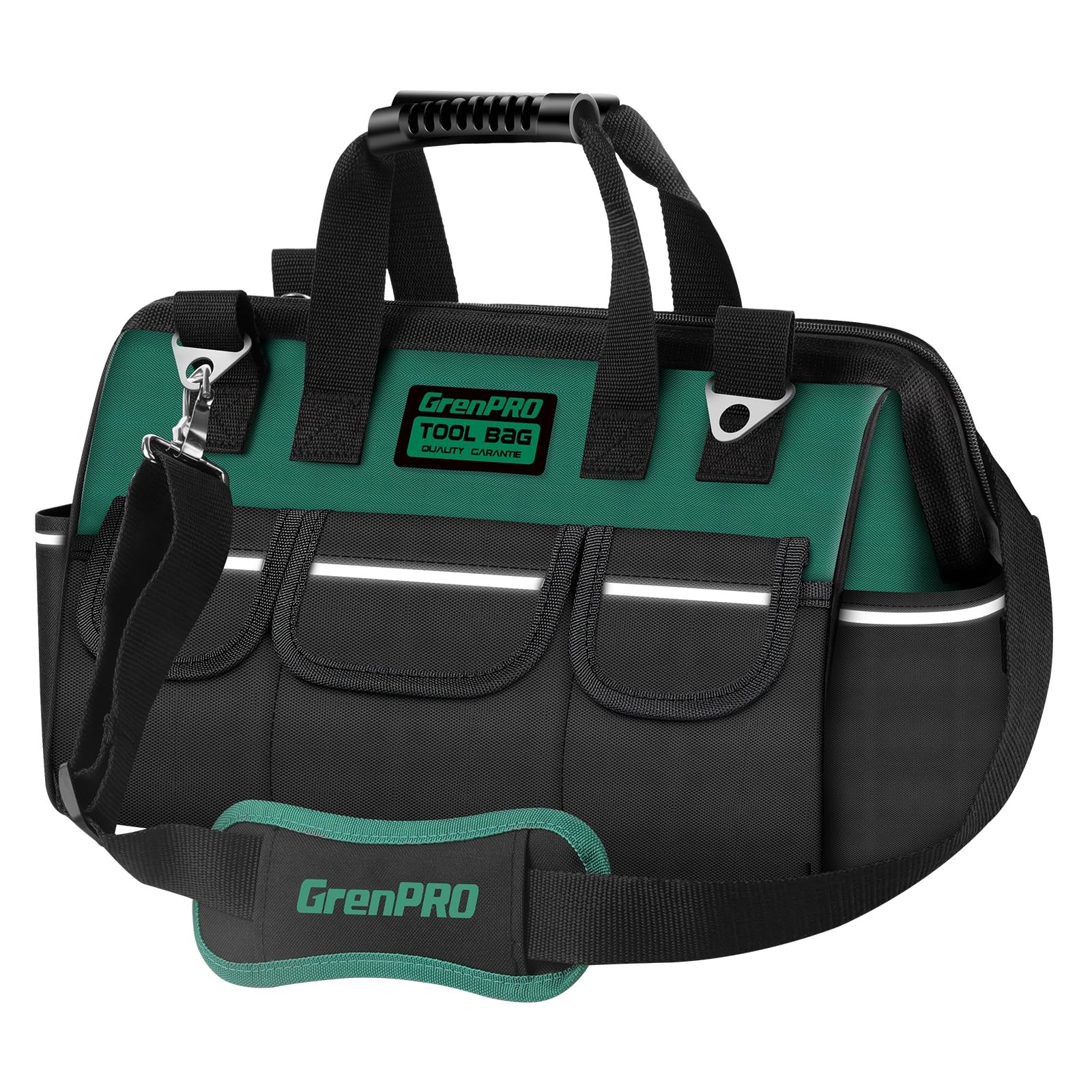 GRENPRO 13.5″ Small Tool Bag Organizer, Wide Mouth Electrician Tool Bag
