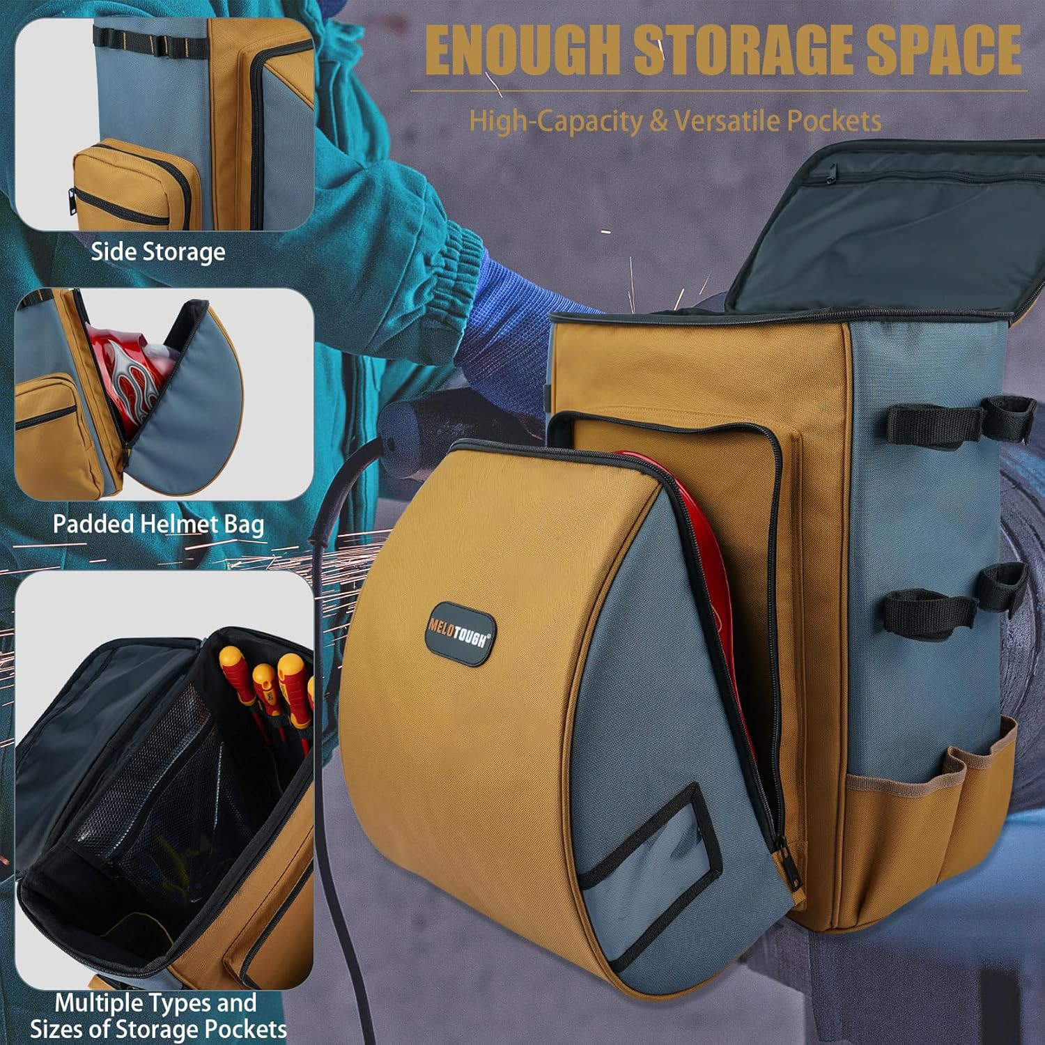 Welding Backpack for Tools and Helmet Welder Backpack Large Capacity Extreme Gea