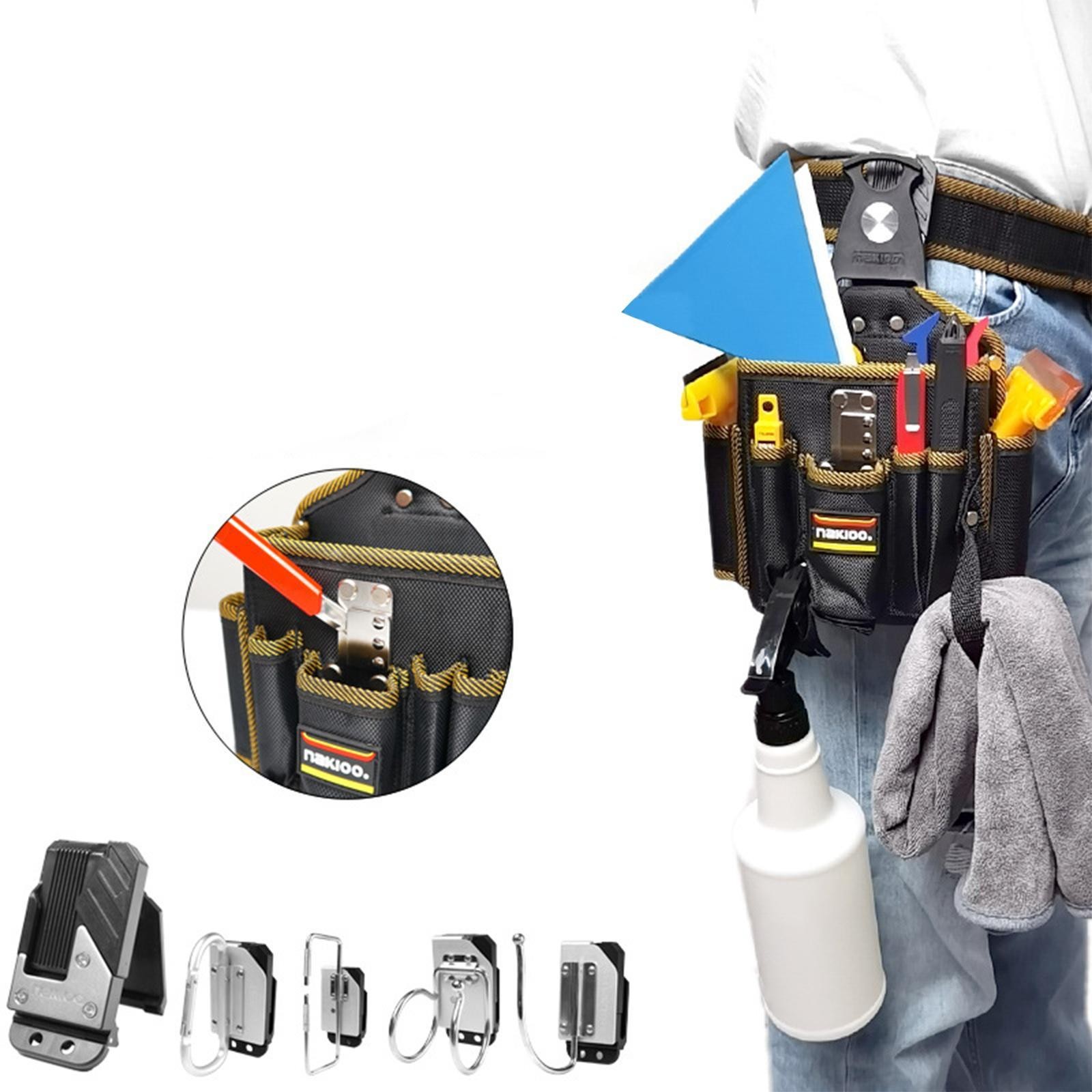 Tool Pouch with Belt Clip Toolbag Oxford Cloth Compact with Multi Pocket