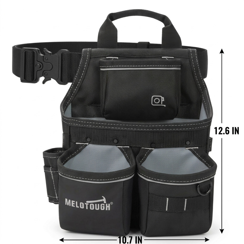 MELOTOUGH 13-Pocket Tool Belt Pouch Heavy Duty 1680D Ballistic Nylon Electrician