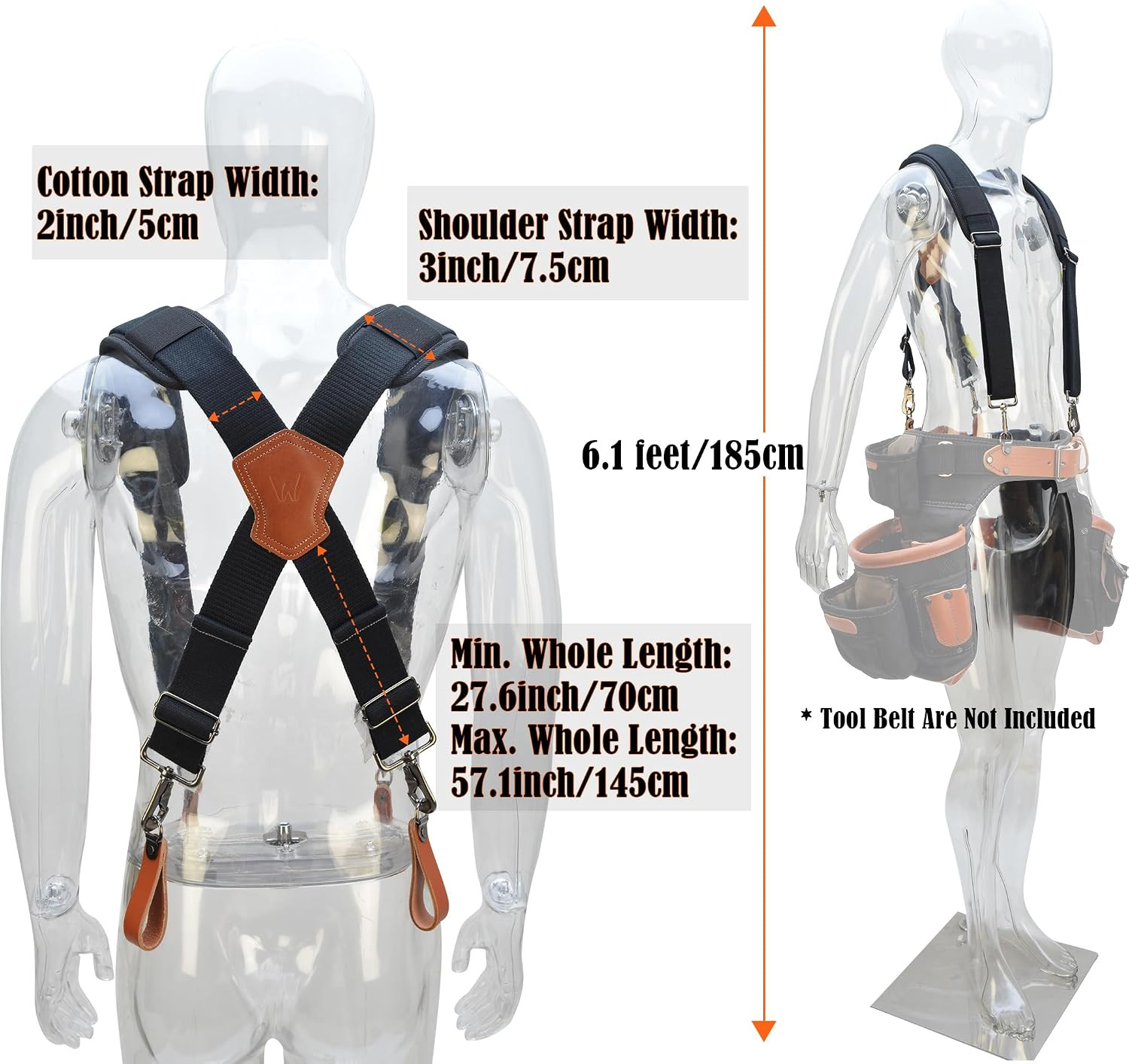 WELKINLAND Lightweight Tool Belt Suspenders, Carpenter Tool Bag Suspenders | Stu