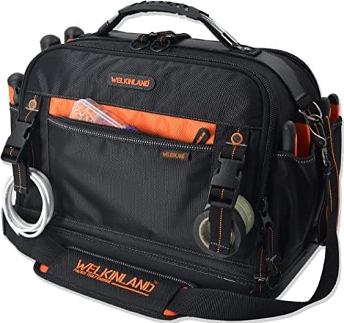 WELKINLAND 42-Pocket Tool Organizer, 16- Inch Hard Bottom Tool Bag | Heavy-Du…