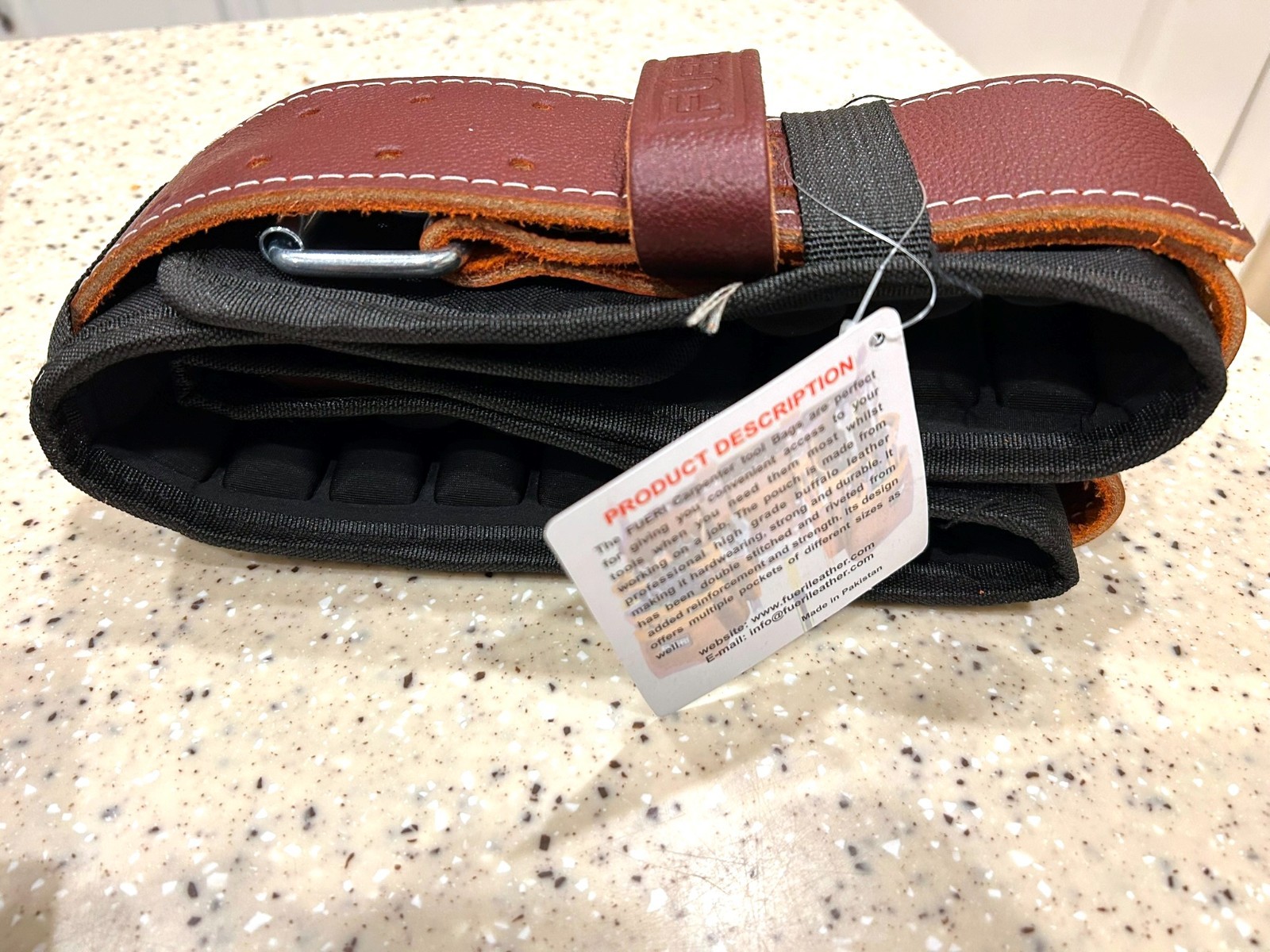 NEW FUERI Electrician’s Heavy Duty 26 Pocket Leather-Nylon Tool Belt & Bag Combo