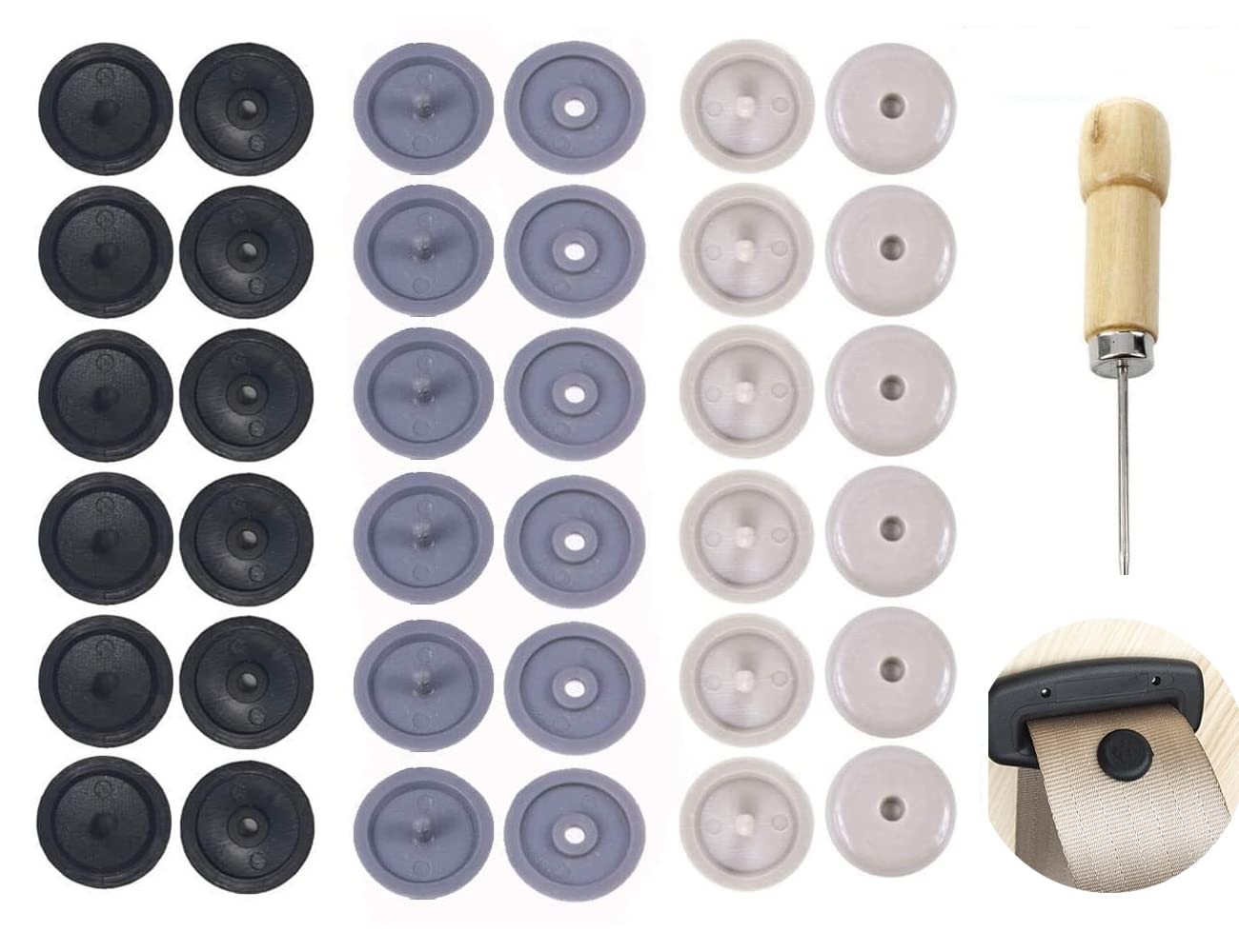 Y-Axis Seat Belt Button Buckle Clip Stop – Universal Fit Black, Grey, Beige