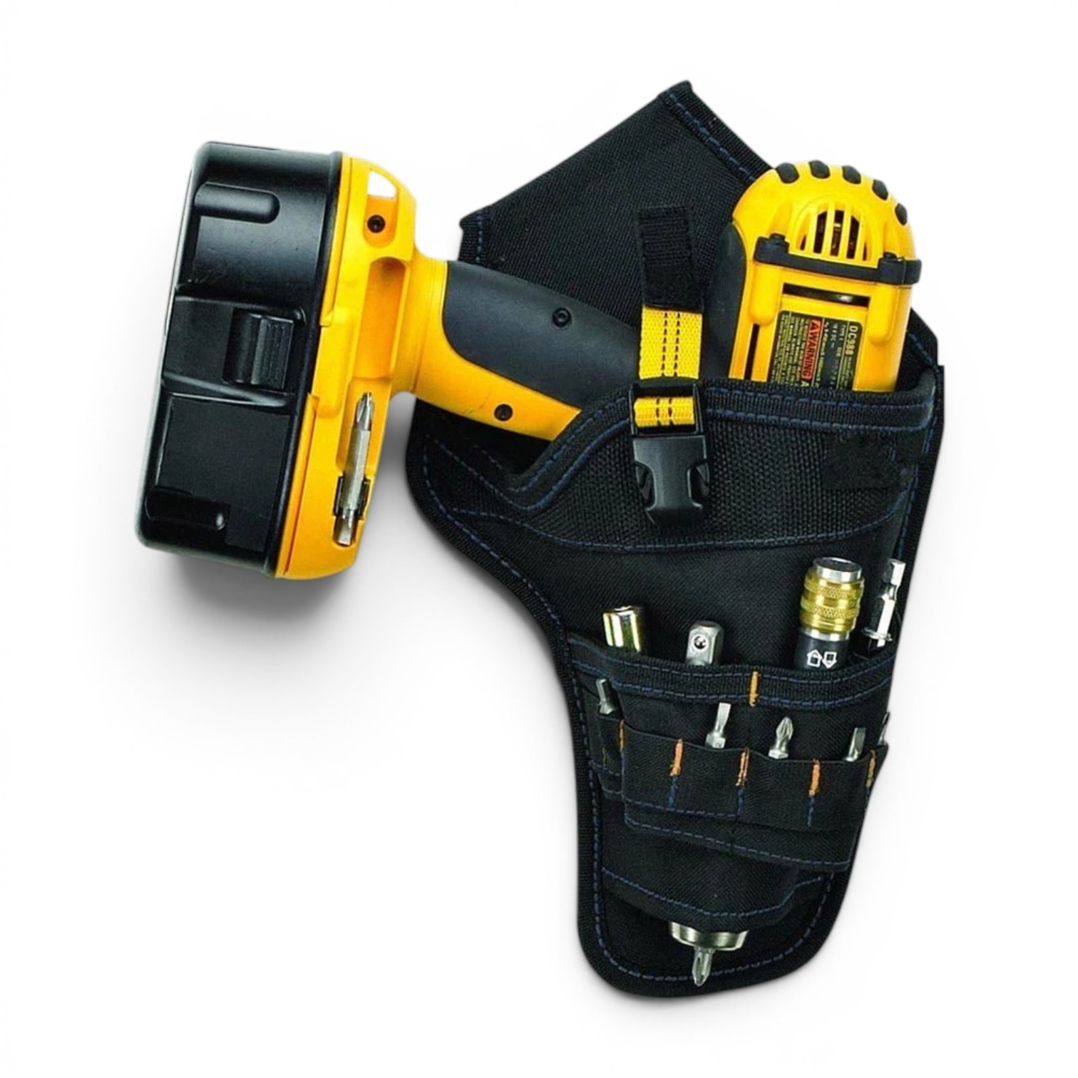 Drill Holster Tool Belt Heavy Duty Pouch Bit Holder Hanging Waist Bag Black