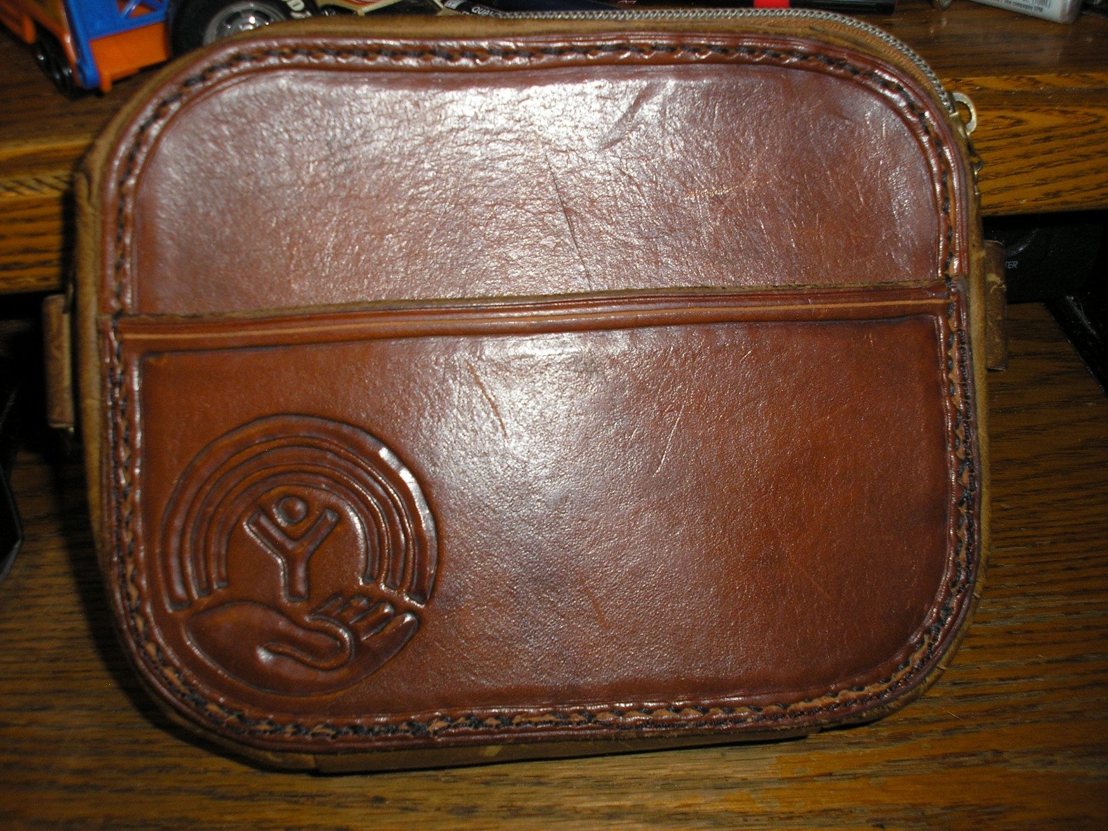 Nice Vintage YMCA Leather Fanny Pack Belt Tool Bag Pencil Pouch Free SHIPPING