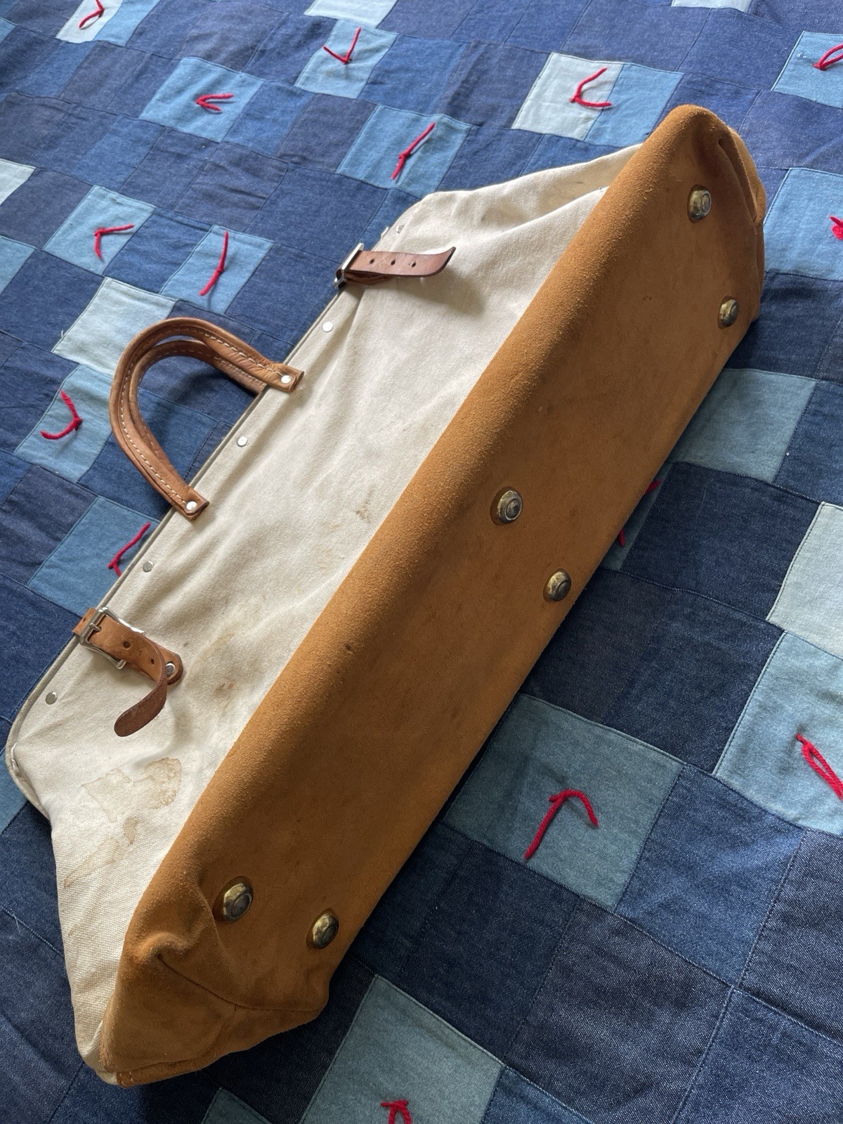 Vintage Lineman Toolbag Carrier Heavy Duty Leather Canvas 1900s USA Utility Tote