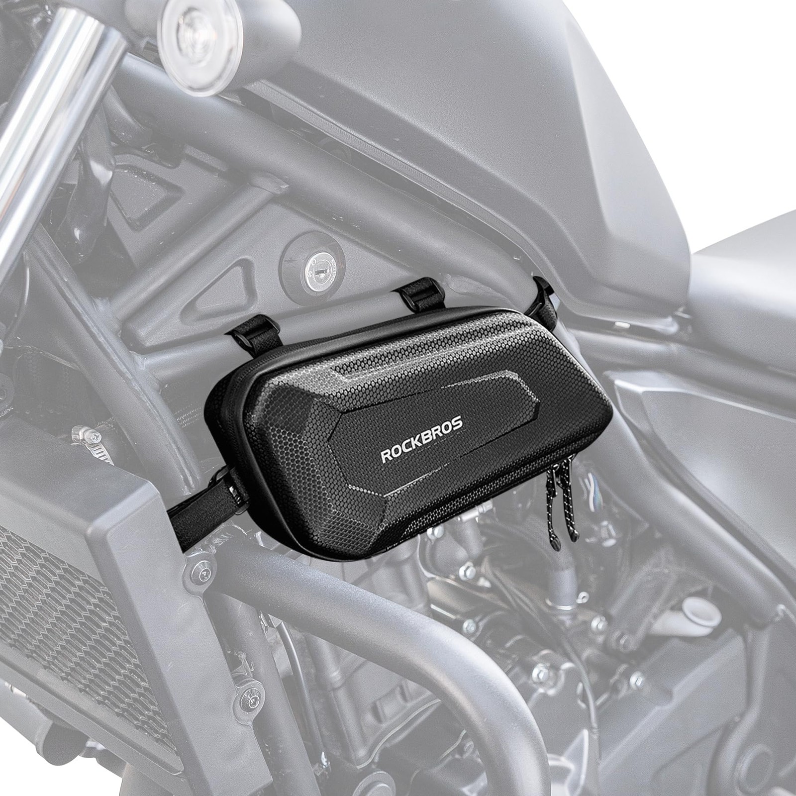 ROCKBROS Motorcycle Crash Bar Bags EVA Hard Shell One Size, Black-left