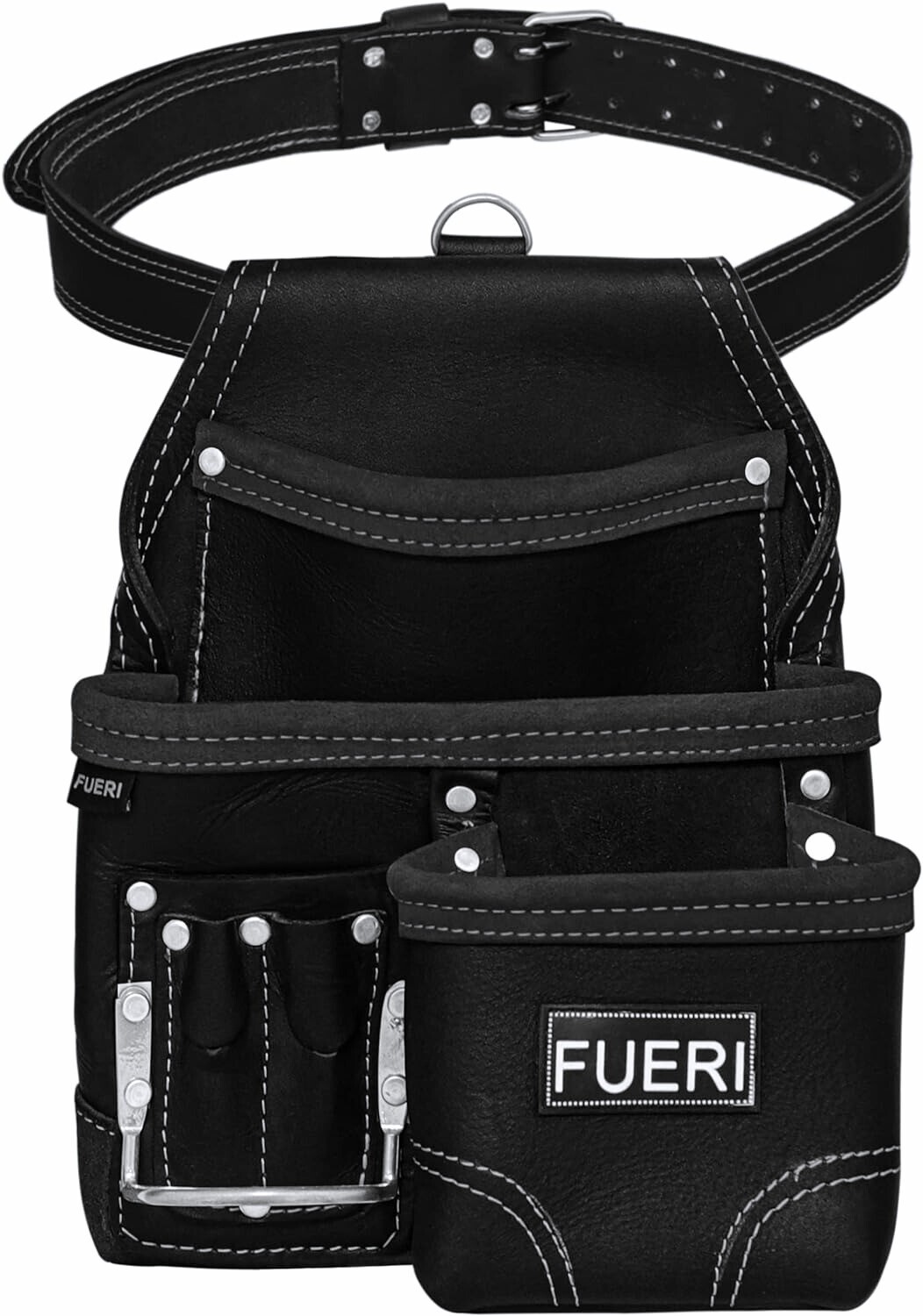 Leather Tool Belt Pouch for Electrician Construction Carpenter 7-Pocket Tool Bag