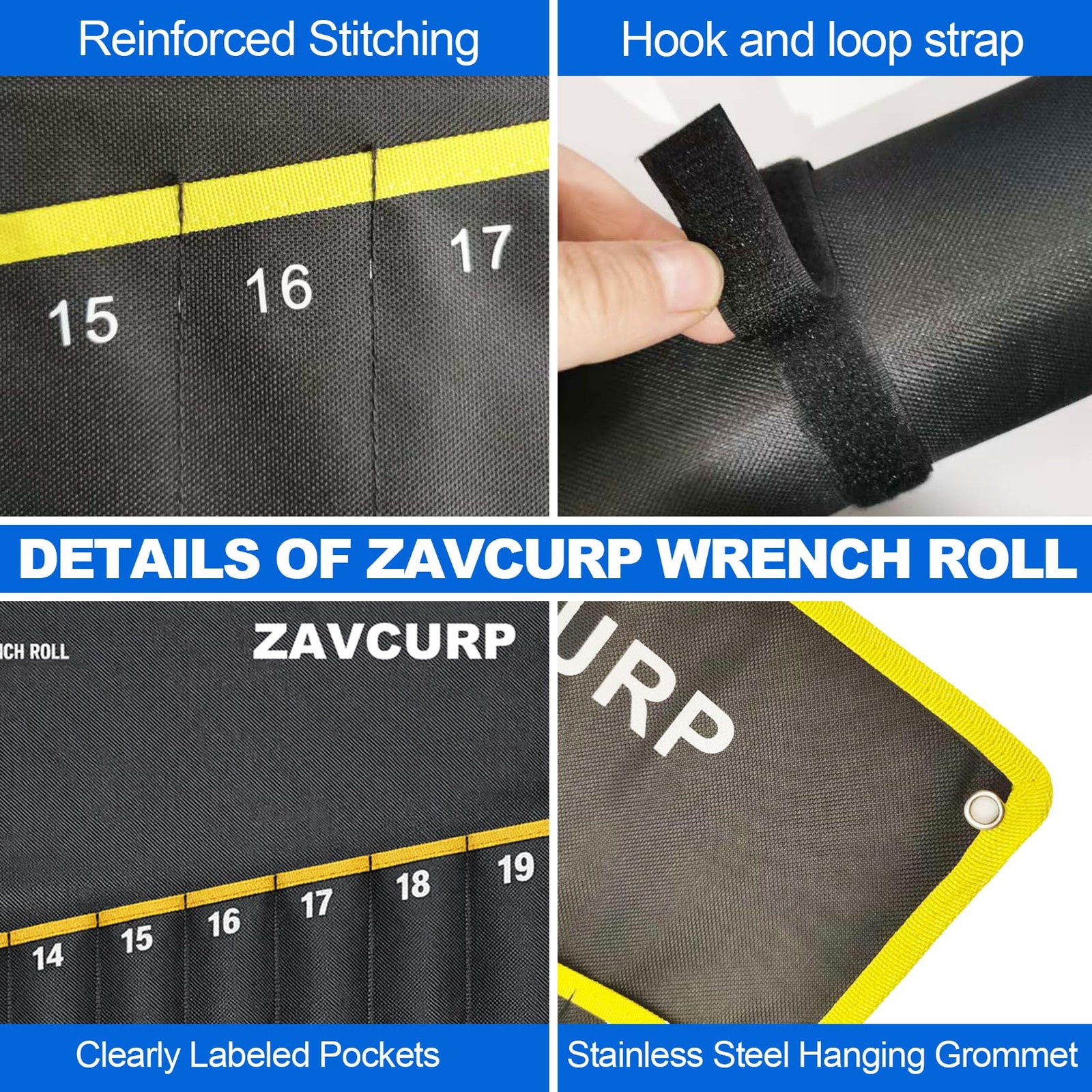 2PCS Wrench Roll, Wrench Roll Up Pouch, Canvas Tool Storage Organizers Bag