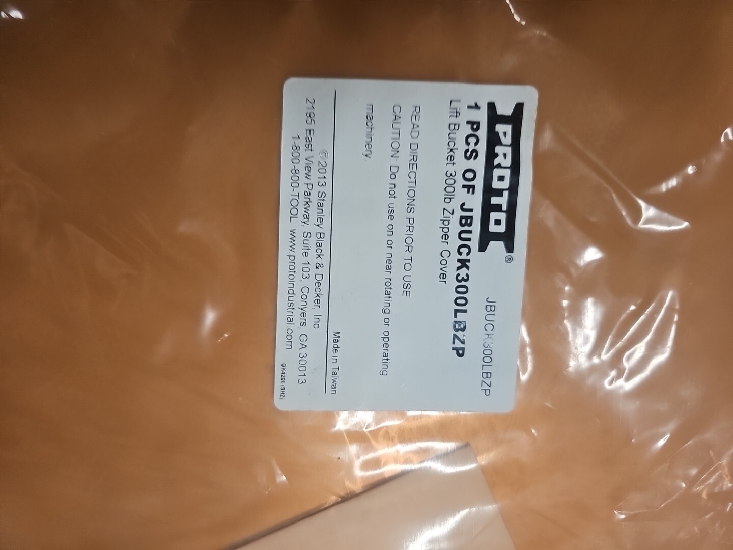 PROTO JBUCK300LBZP Bucket,Zipper 38HW32