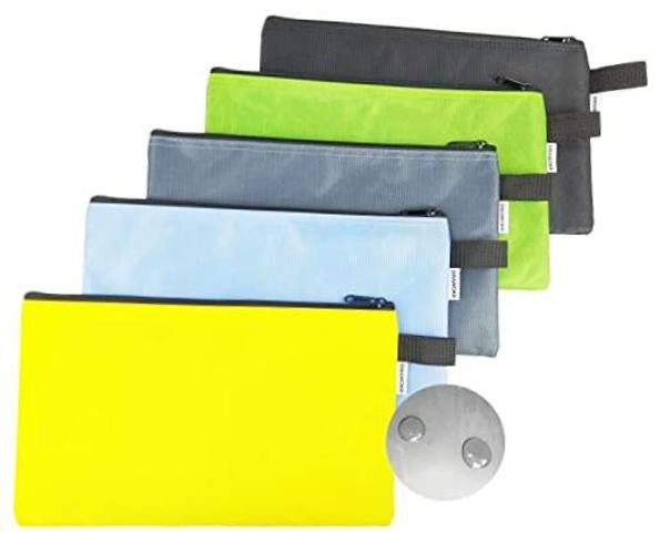 5 Pack Tool Bag Zipper Pouch 13″ Yellow, Light Blue, Gray, Green, Black