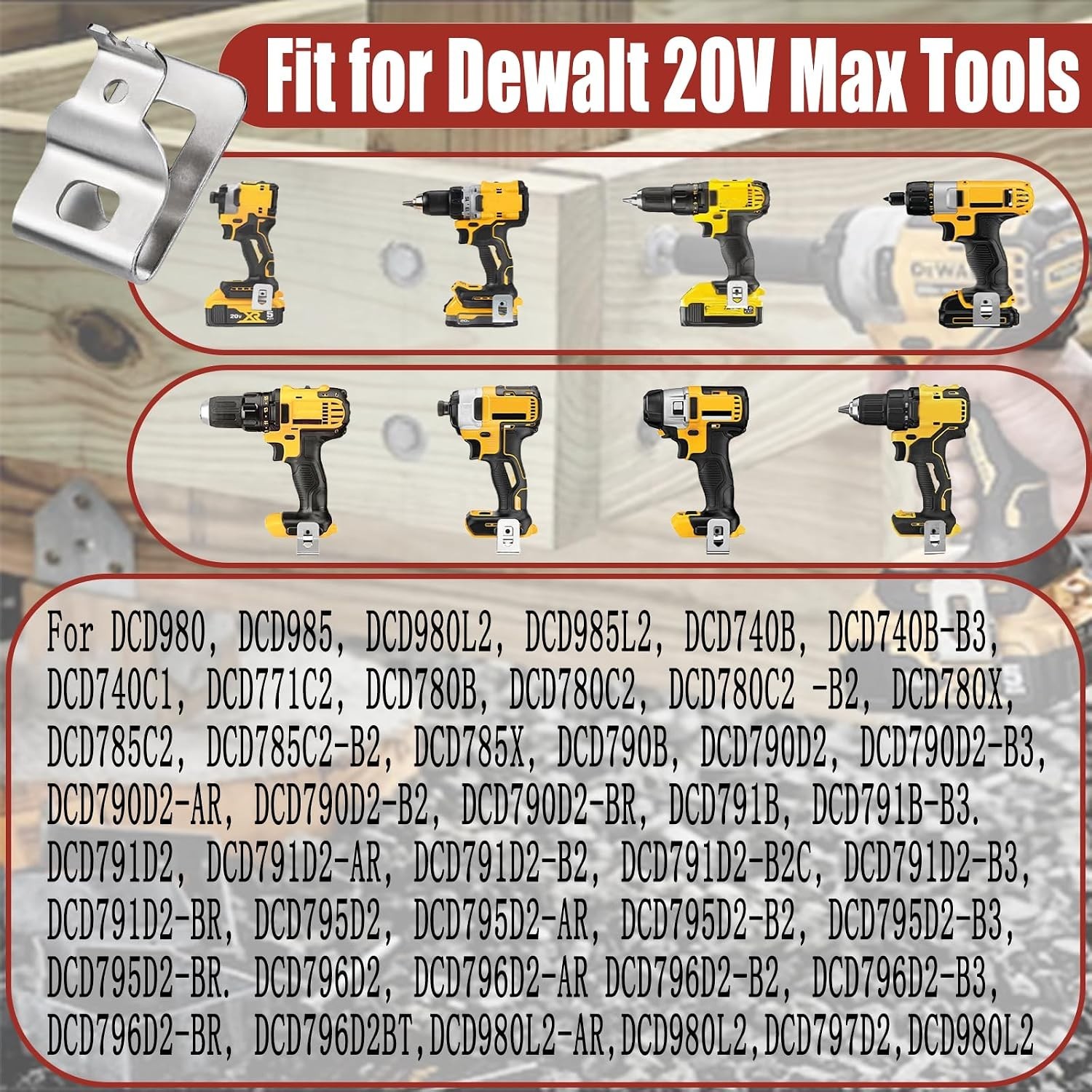 Polished 304 Stainless Steel Belt Clips & Screws for Dewalt 20V Tools – 5 Pack