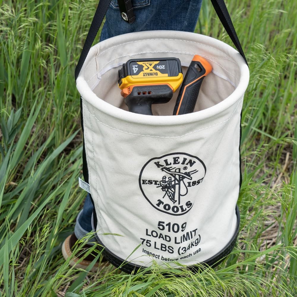 Klein Tools 5109 Canvas Bucket, Vinyl with Swivel Snap Hook, Factory