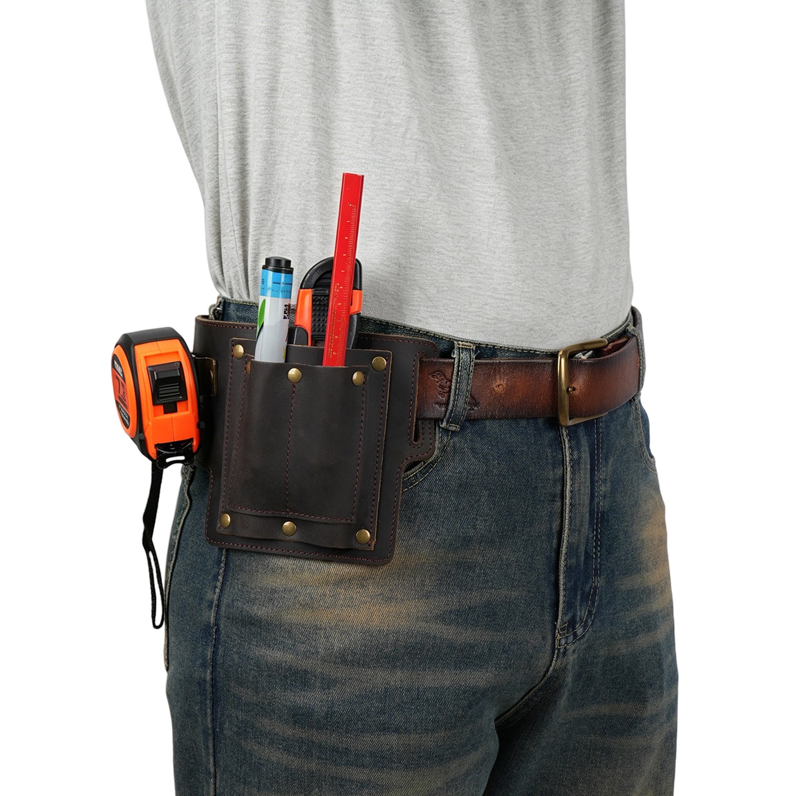 Tourbon Leather 4-in-1 Tool Pouch Electrician Framer Garden Belt Utility Bag