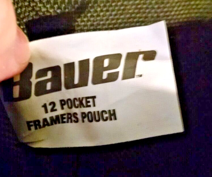 TOOL BELT POUCH BAUER 12 POCKET FRAMERS #58522 BLACK RED POLYESTER CARABINER.