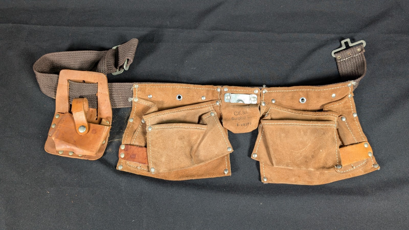 Vintage Leather Tool Belt CK&L Surplus B-283PP Multi-Pocket Heavy Duty Mexico