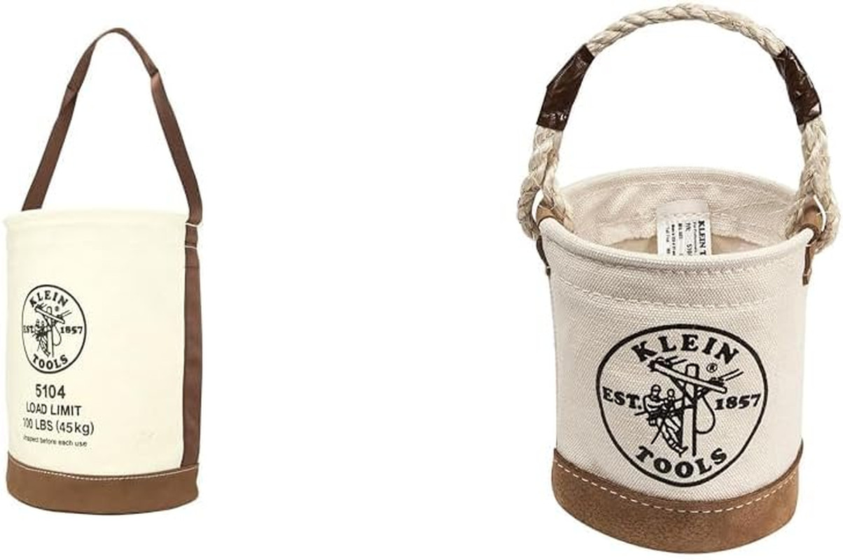 Sturdy Canvas Bucket Set with Leather Base – 12″ & 4.5″ Sizes
