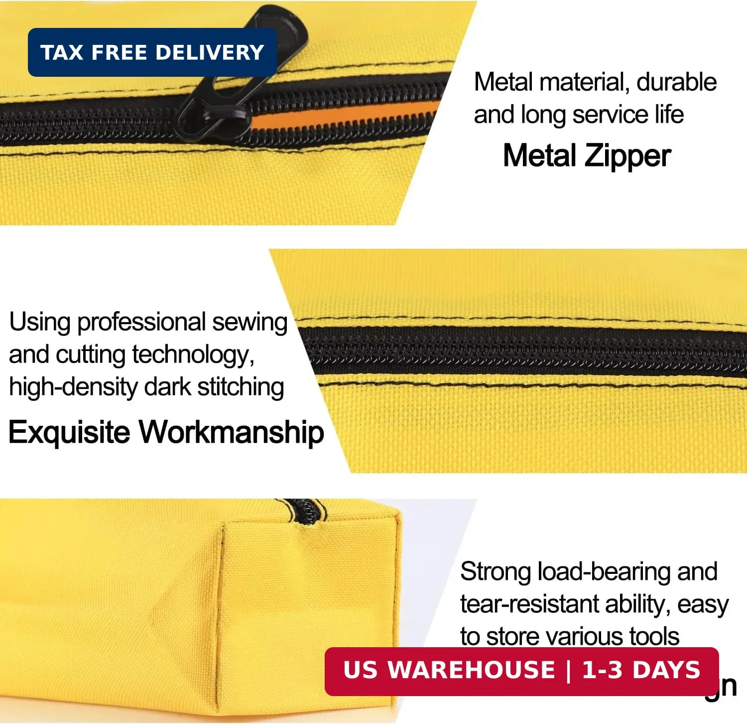 5 Pack Canvas Tool Pouch of Two Sizes, Tool Pouches with Zipper, Multipurpose Zi