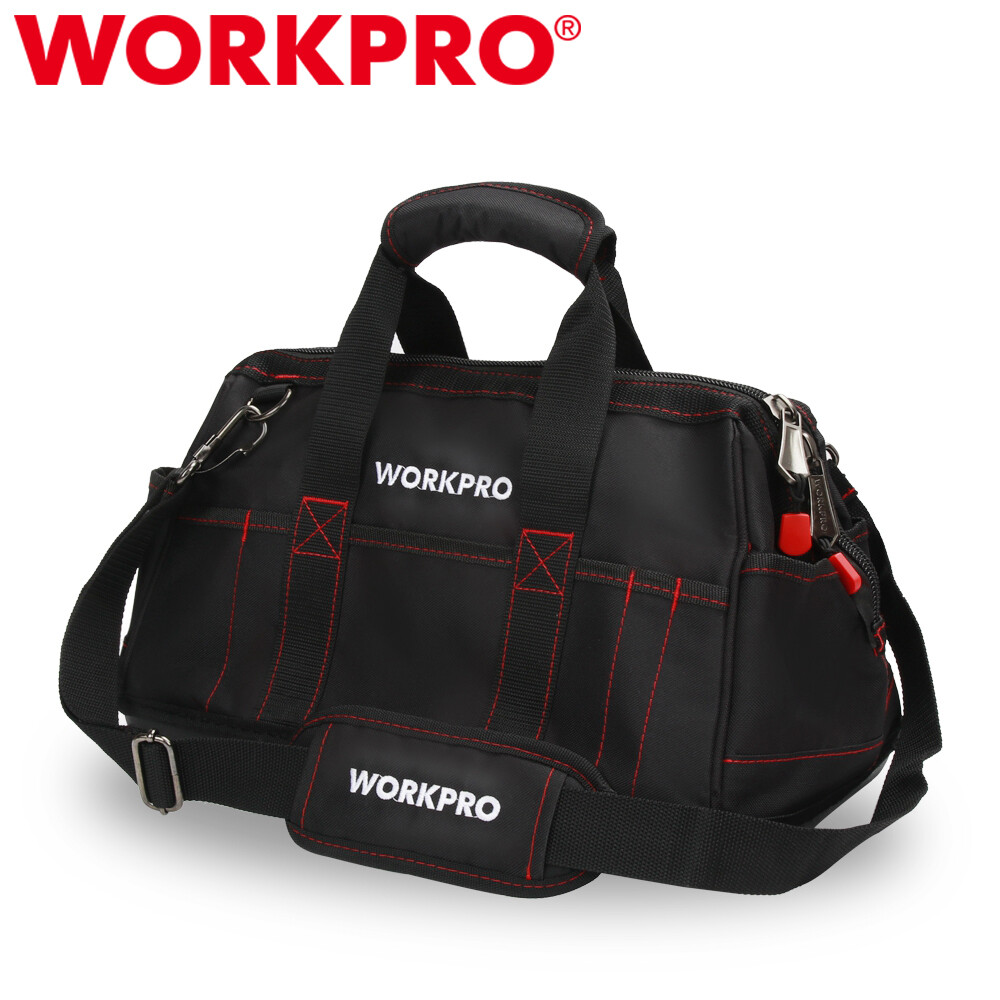 WORKPRO 16-inch Heavy Duty Zipper Tool Bag Wide Mouth Storage Carrying Work Tote