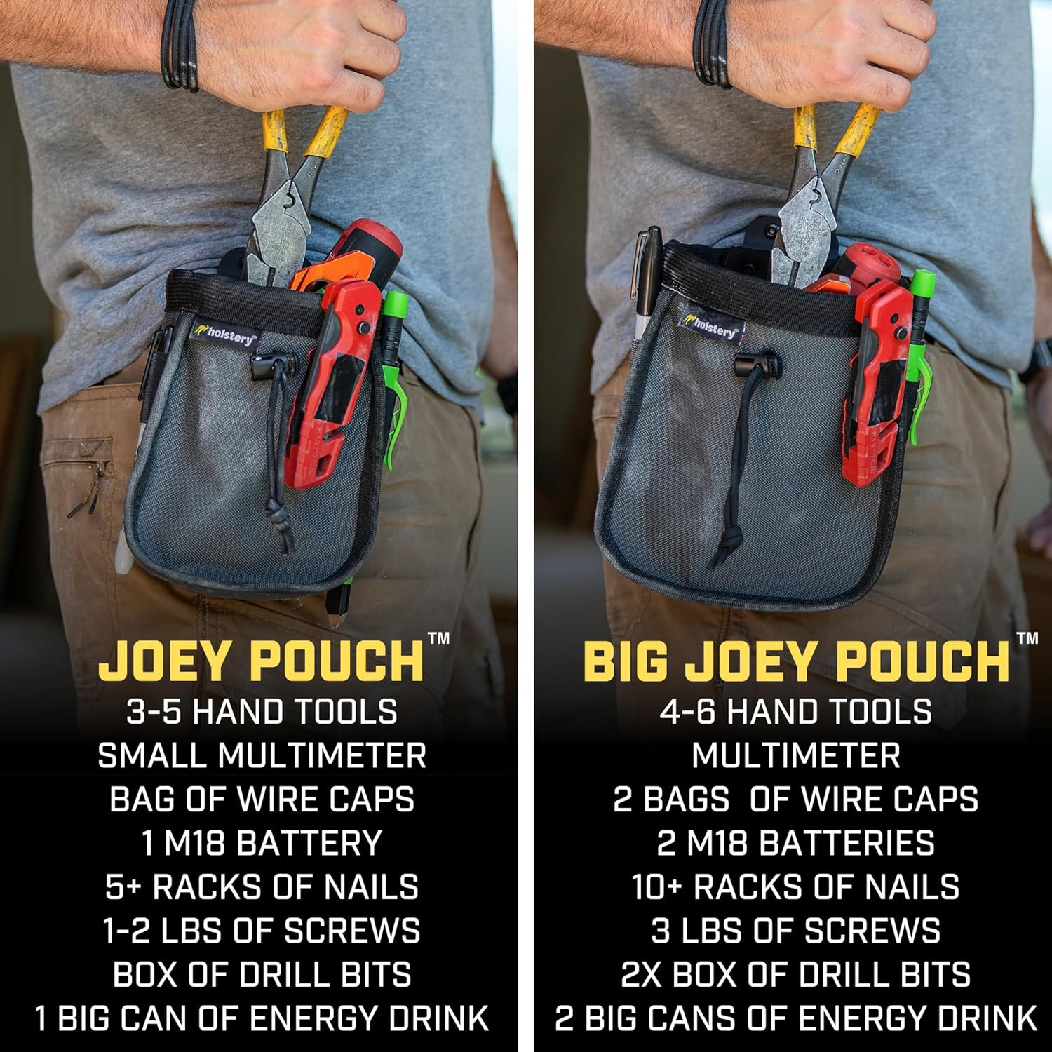 Joey Pouch | Clip-On Tool Belt Bag for Tools, Screws, and Nails – Great