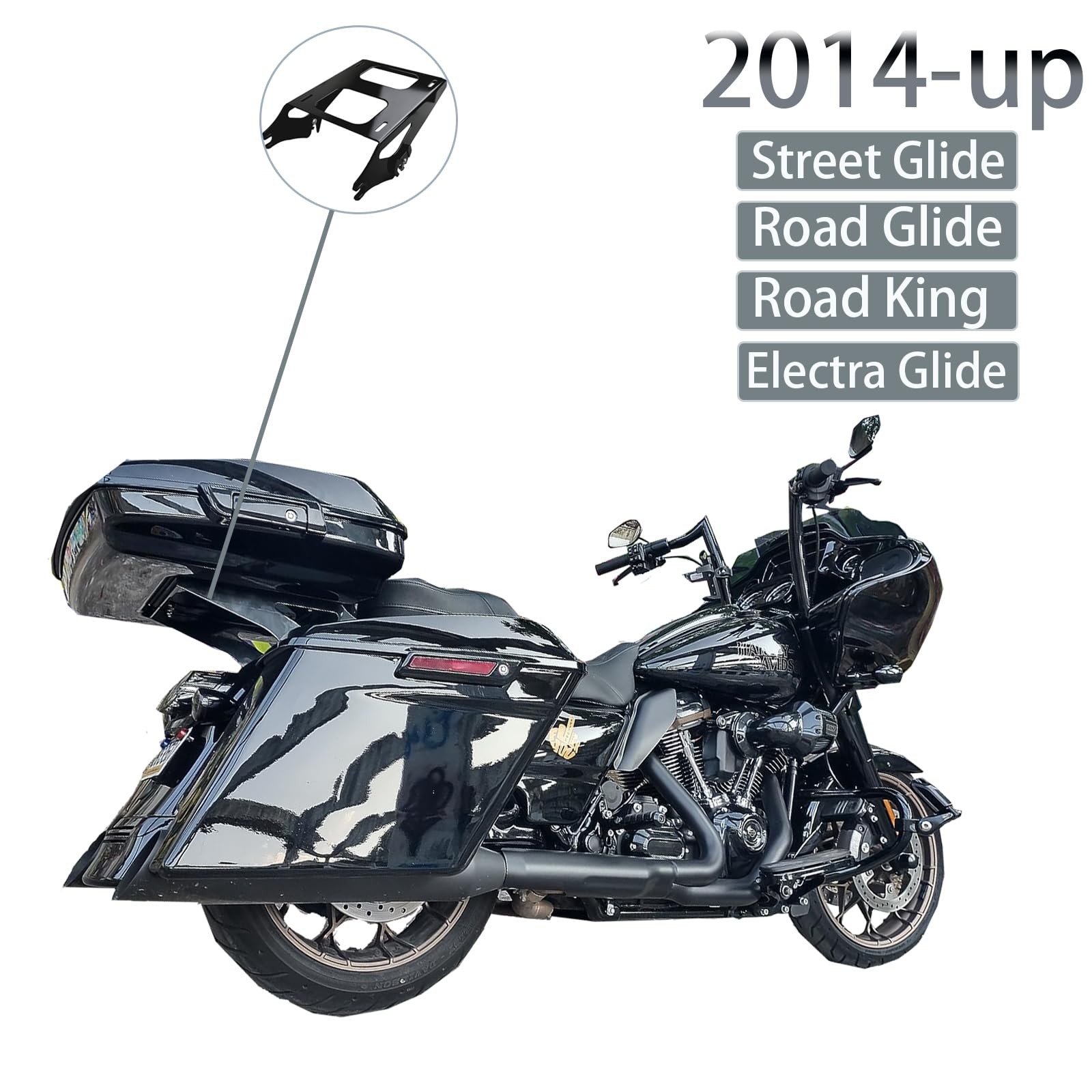 SWESGI Detachable Luggage Rack Two Up Tour Pack Pak Mounting Rack for 2014-2022