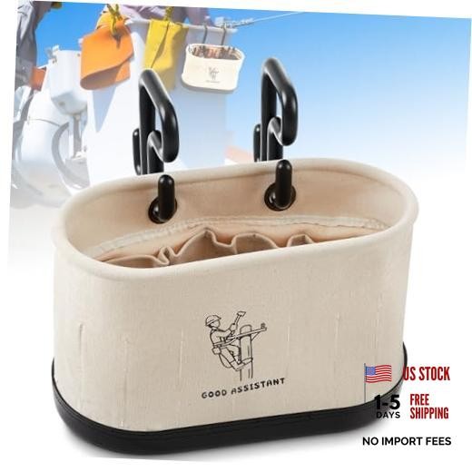 Pcs Canvas Bucket Bag Including Hooks Lineman Aerial Oval Tool Bucket 1 White