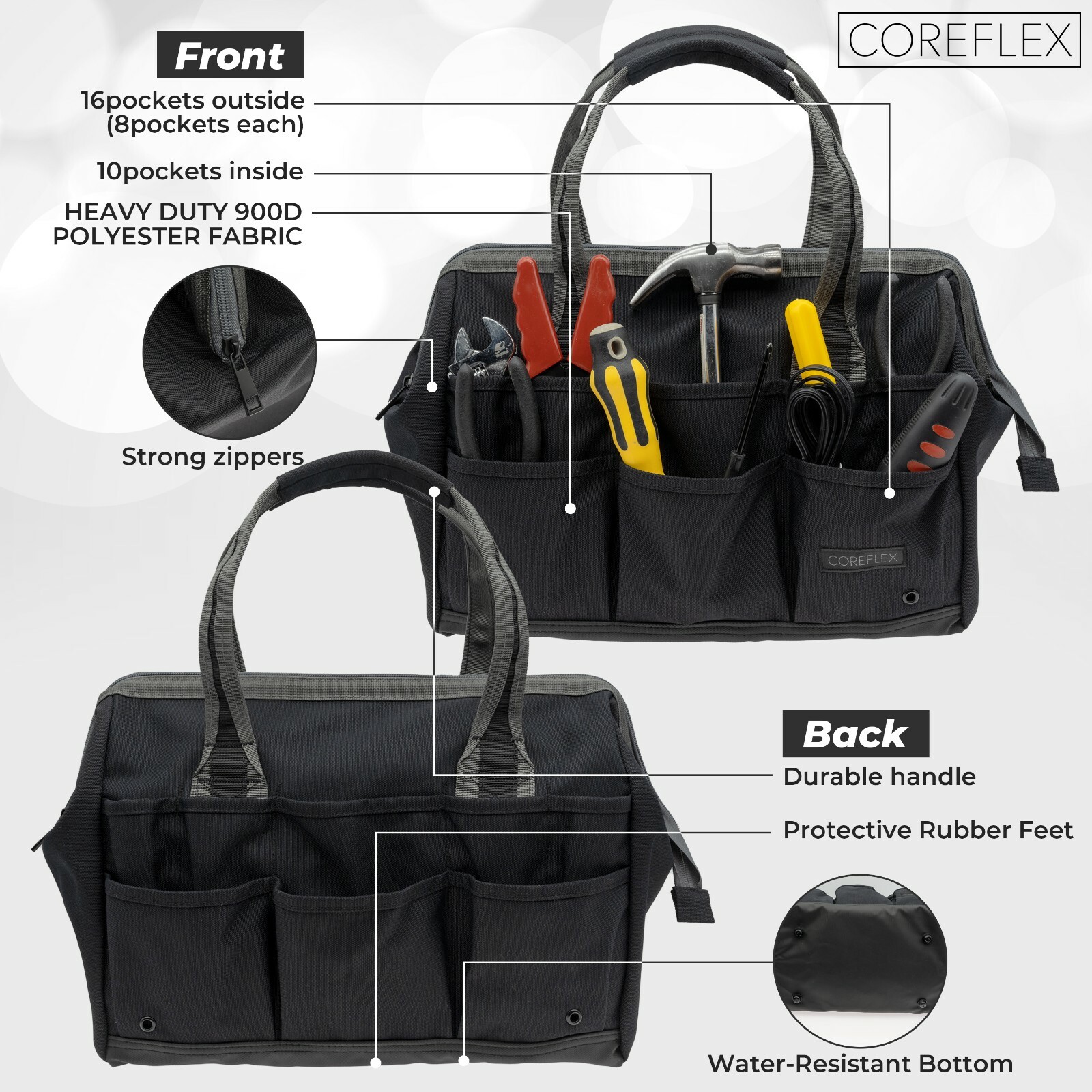 Coreflex 14inch Tool Bag Wide Mouth (Black or Brown)