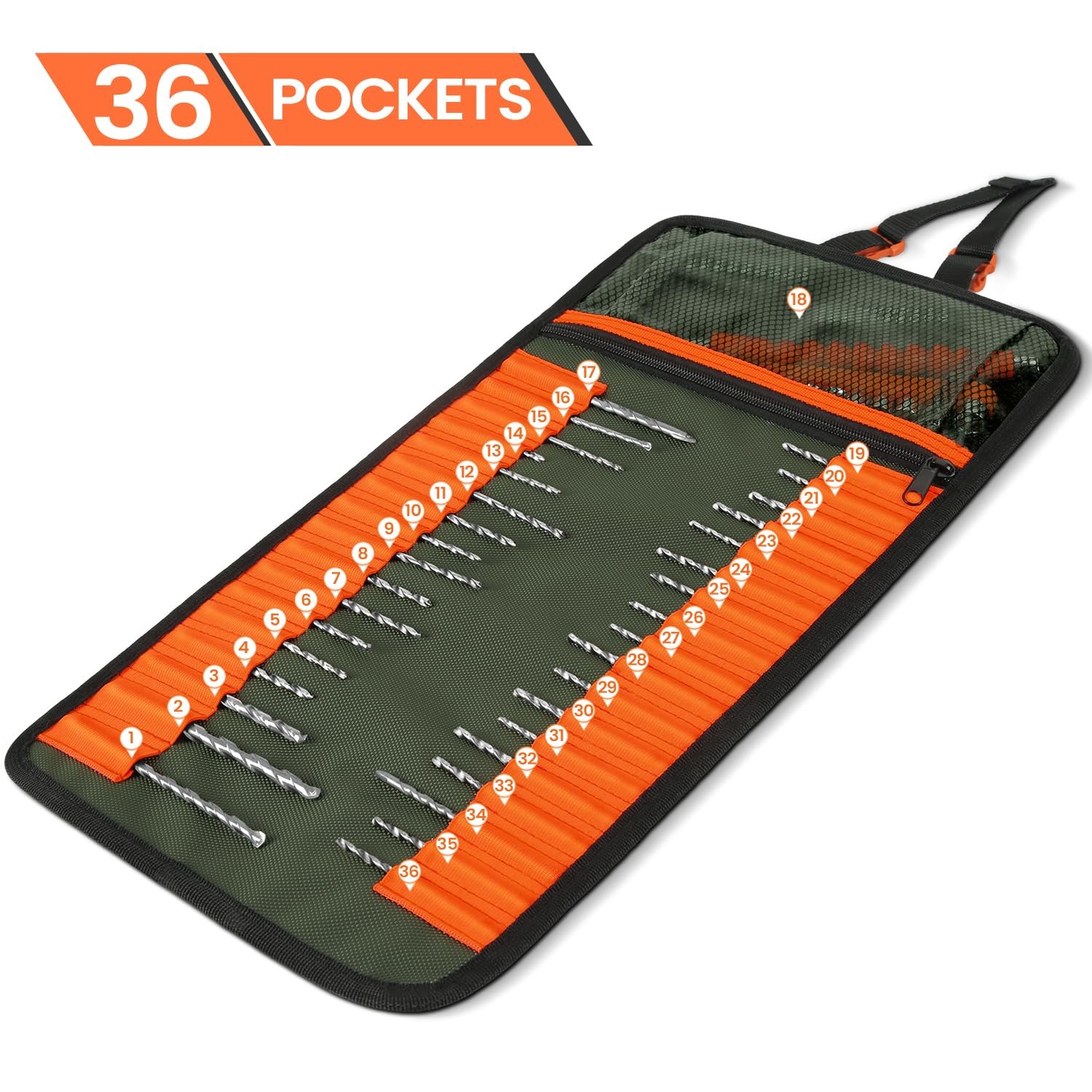 Tool Roll Bag Black Orange Buckles Portable Organizer Heavy Duty Mechanic