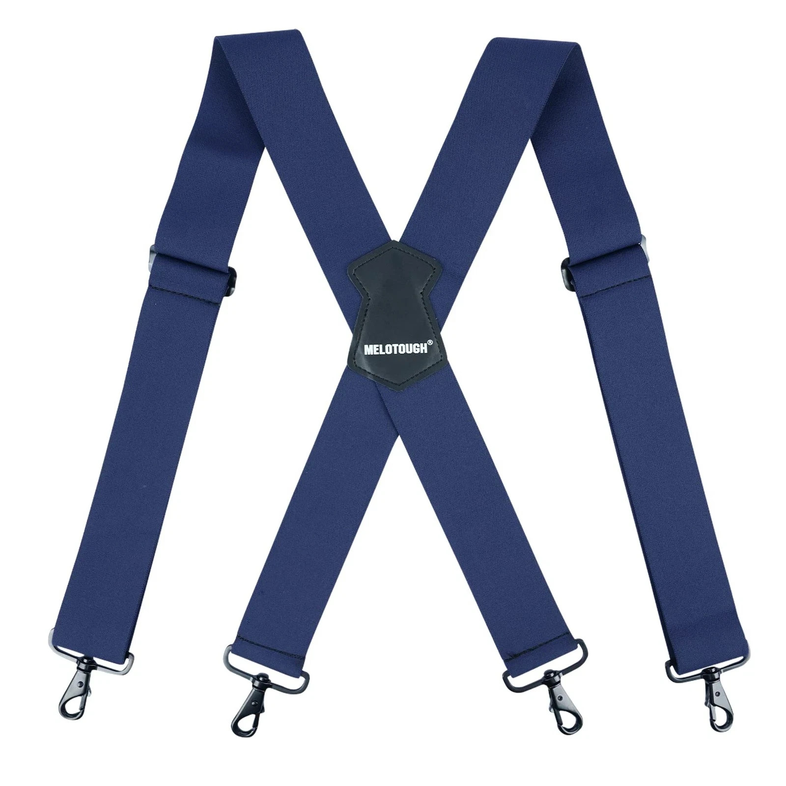 MELOTOUGH Men’s Suspenders Fully Elastic 2 Inch Wide X-Back 2 inch, Navy Blue
