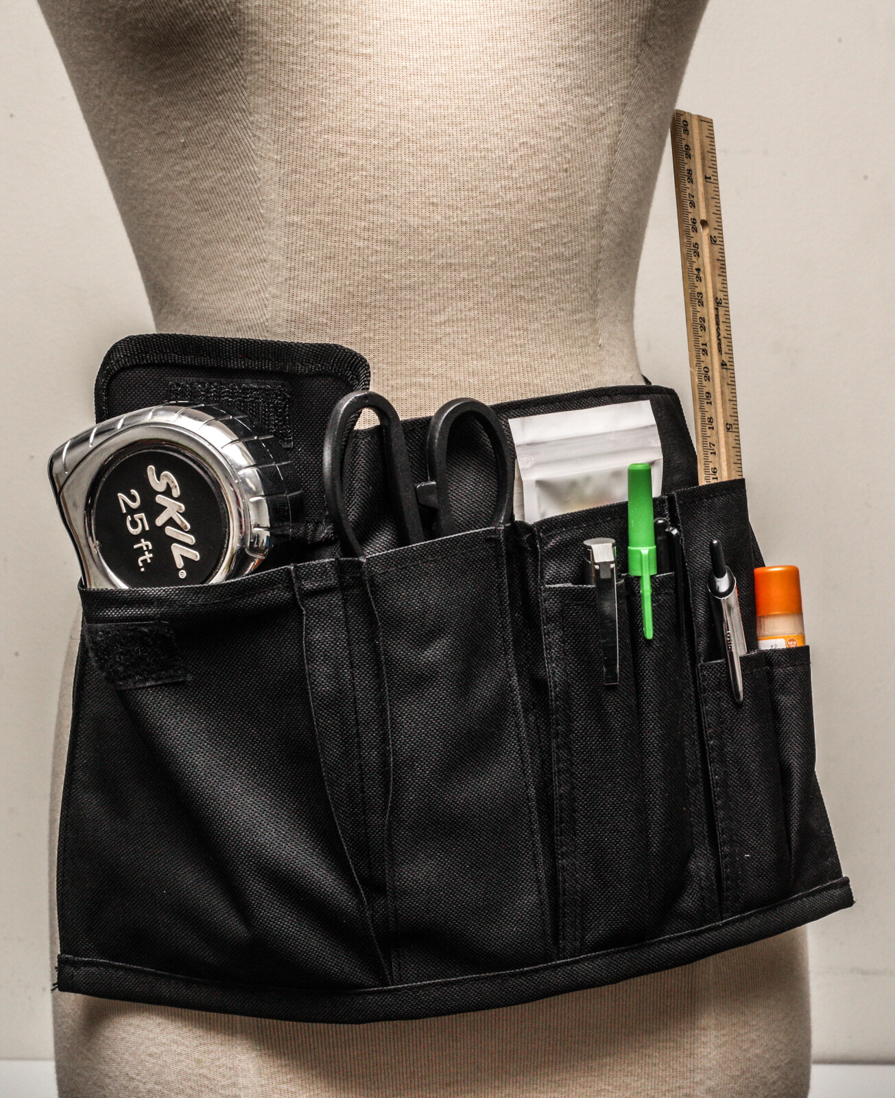 13.5 x 9″ Black Utility Belt 3 Open Pockets Strap Compartment Pen Holders