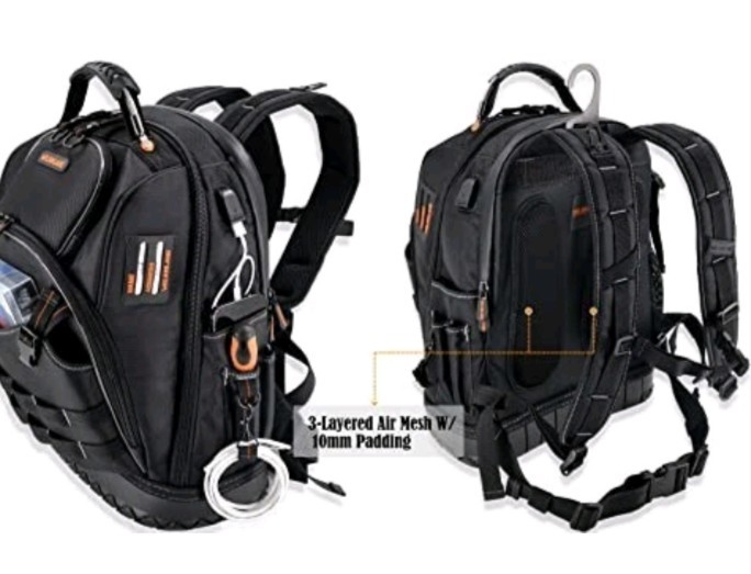 Welkinland 77-Pockets Electricians Backpack, Tool Backpack, HVAC Tool Bag