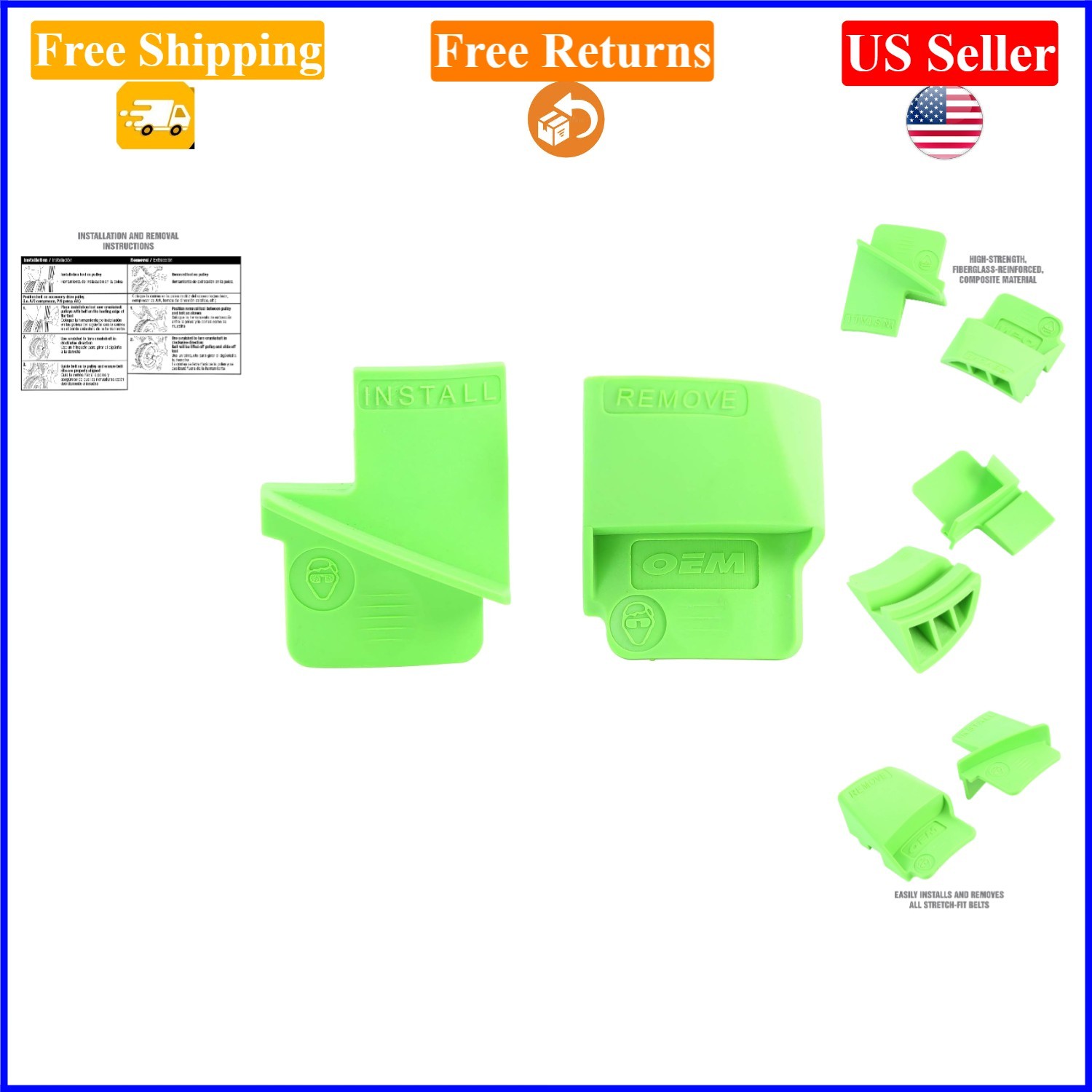 2-Piece Fiberglass Reinforced Serpentine Belt Installer & Remover Set