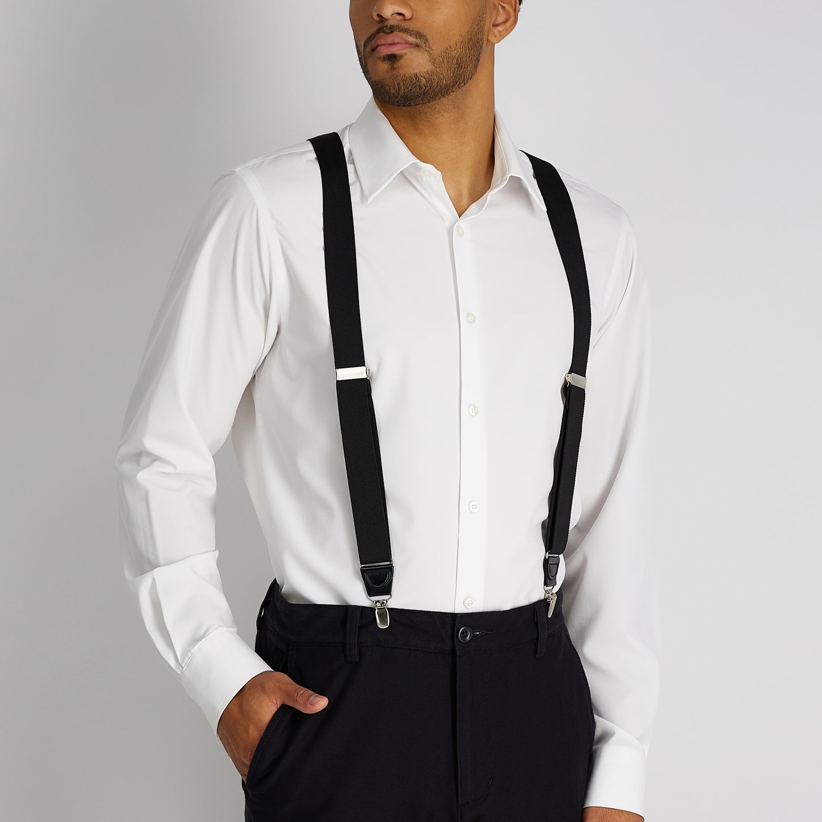 Dockers Men’s Solid Suspender ,Black, One Size, Black