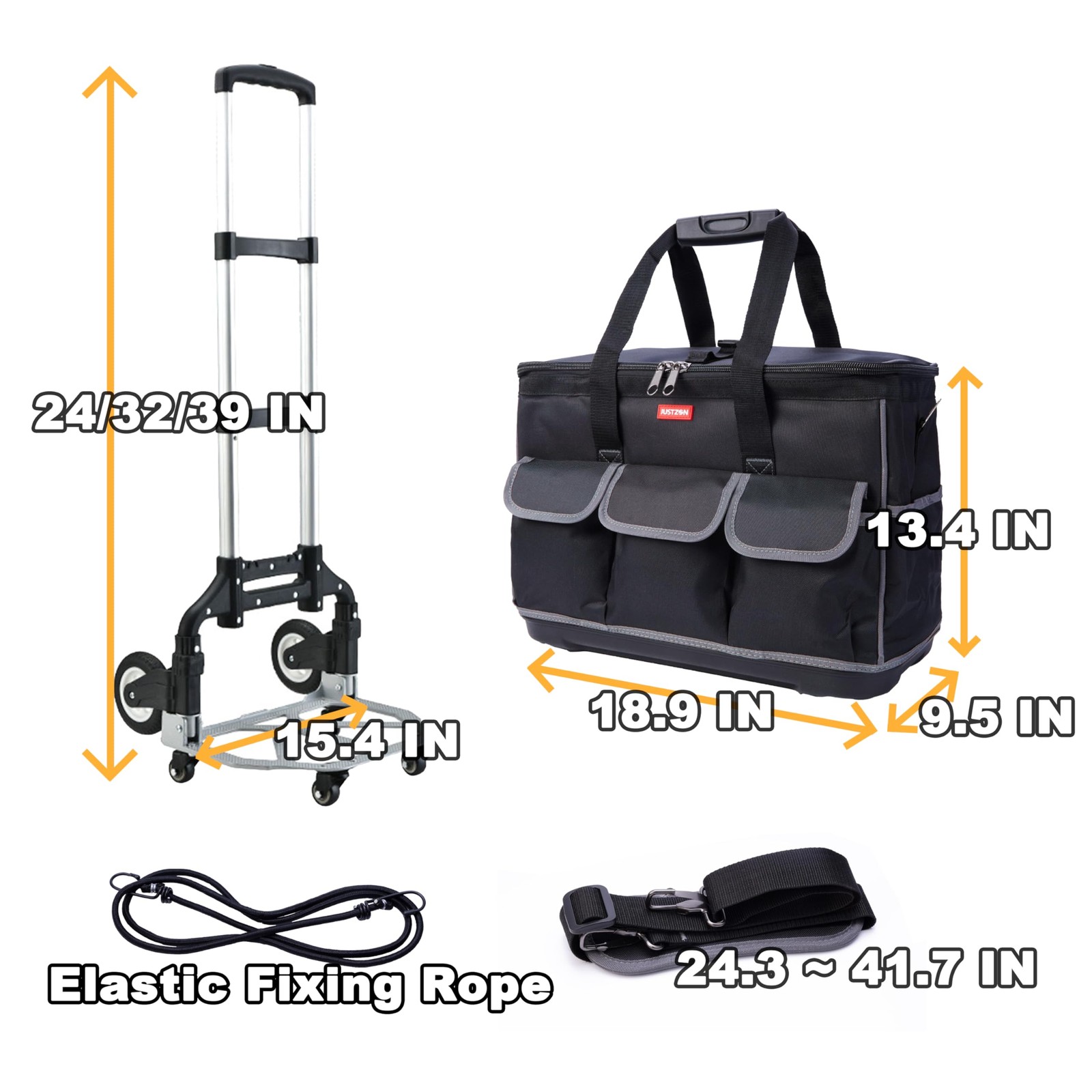 Rolling Tool Bag with Wheels – Aluminum Alloy Trolley for Electrician & HVAC