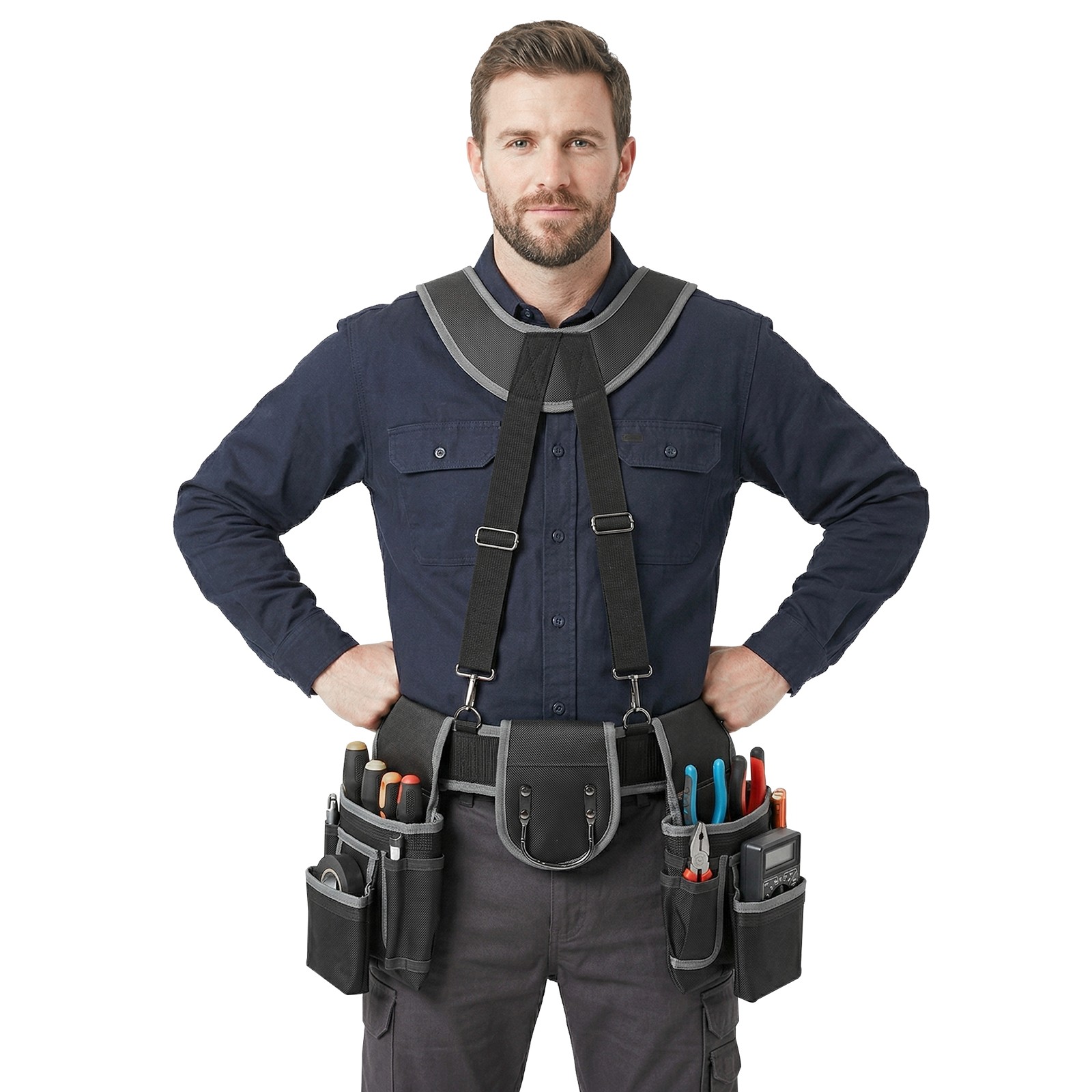 Multifunctional Electrician Tool Bag,Heavy Duty Tool Bag w/Suspenders,Tool Belt