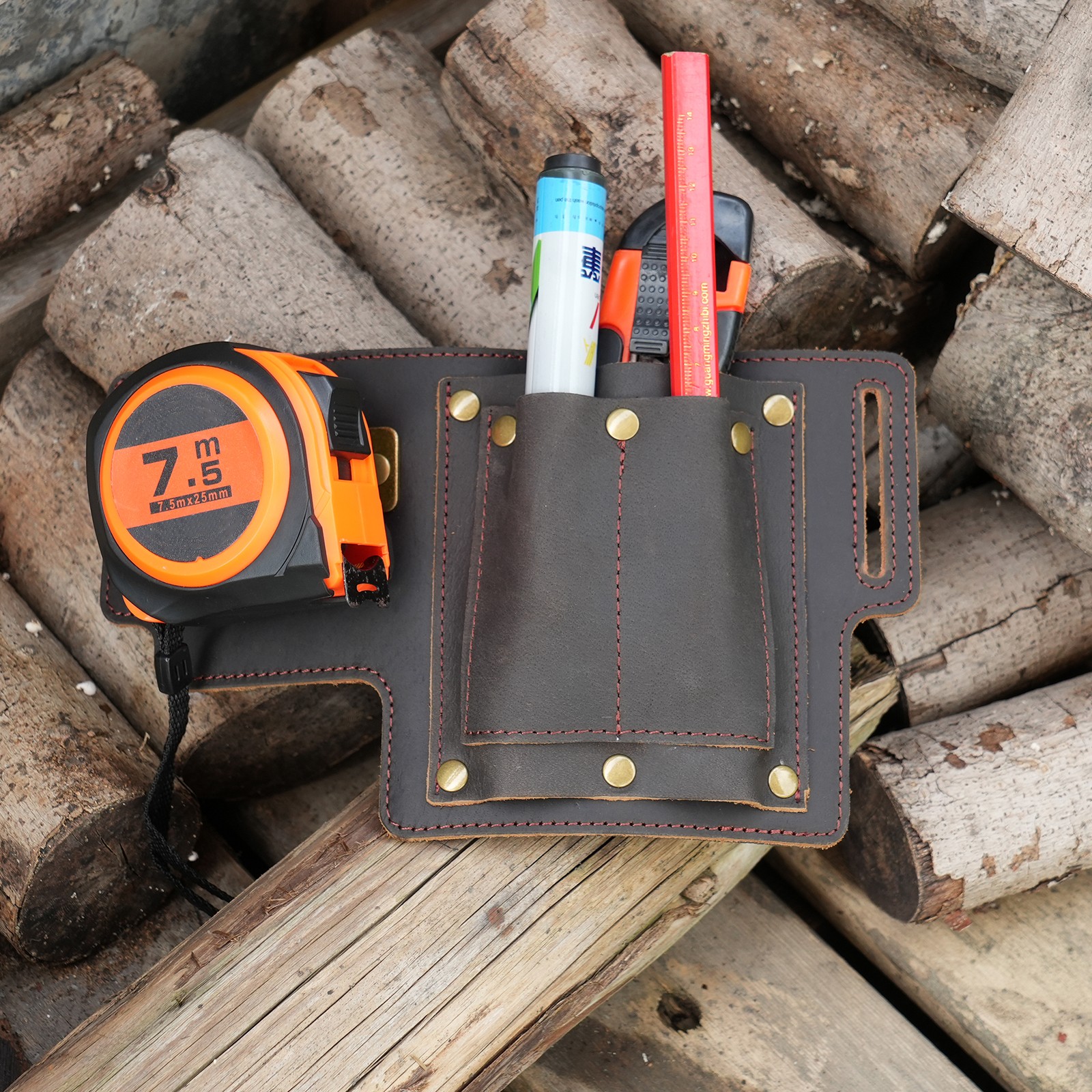 Tourbon Leather 4-in-1 Tool Pouch Electrician Framer Garden Belt Utility Bag