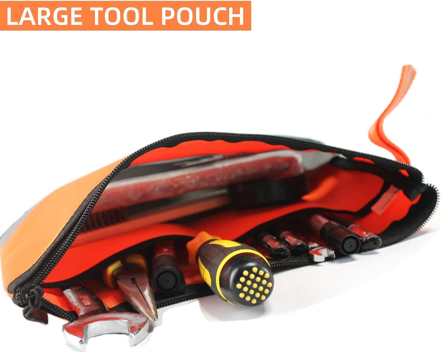 Melo Tough Multi Small Tool Pouch Bag 12inch, Grey&Orange(2 pack)