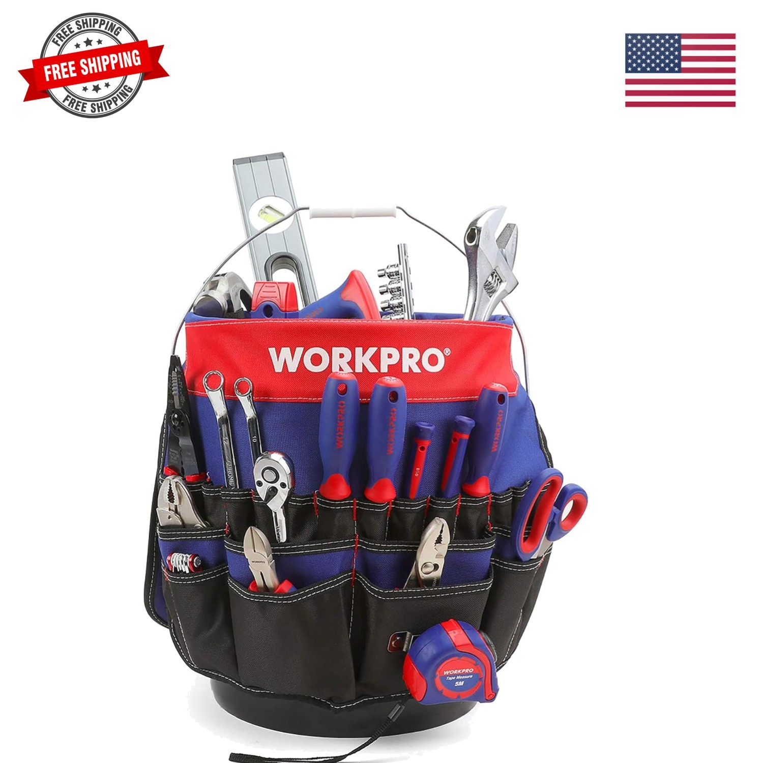 Bucket Tool Organizer with 51 Pockets Fits to 3.5-5 Gallon Bucket Tools Exclu…