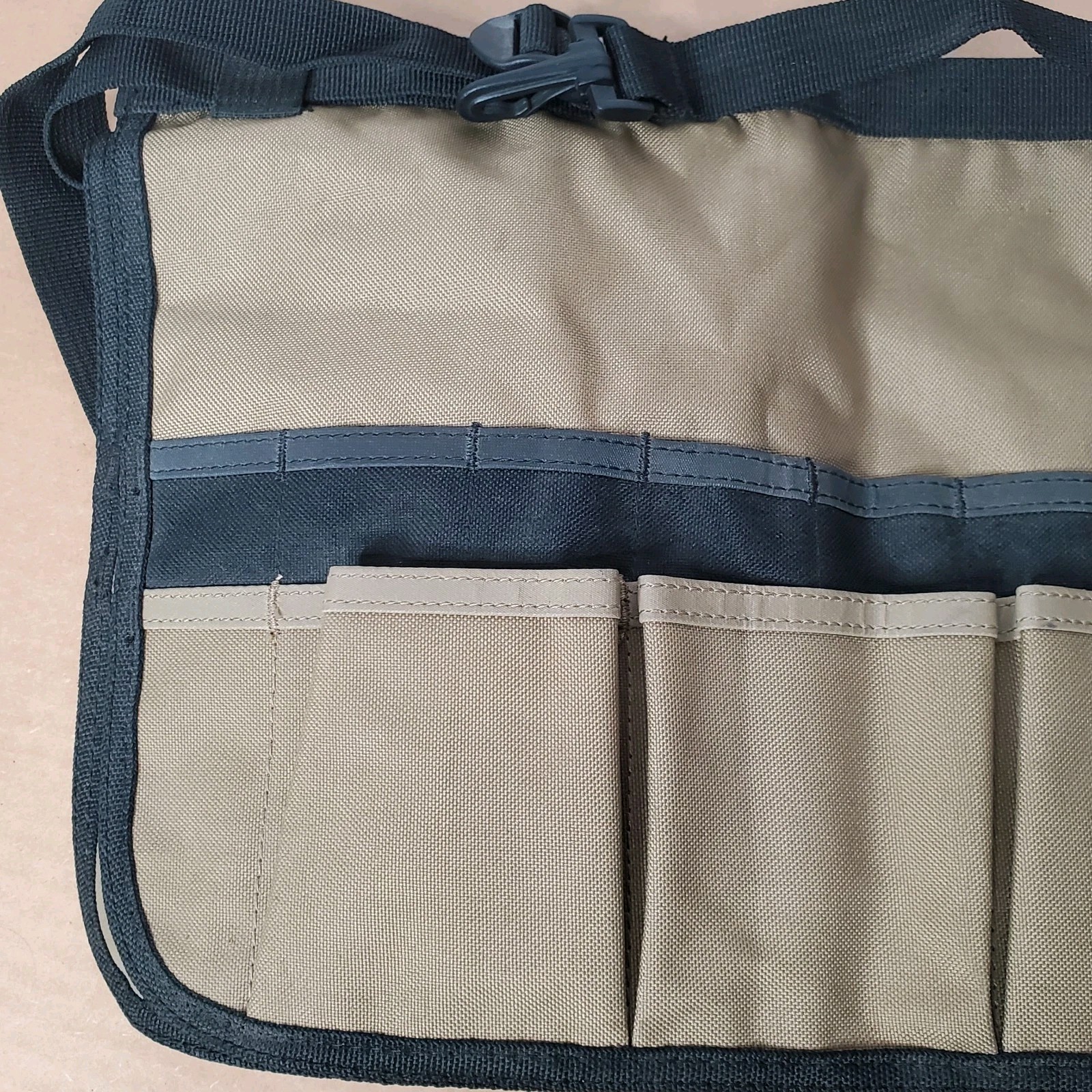Custom Leather Craft CLC Multi Pocket Tool Pouch Bag Tan & Black Polyester